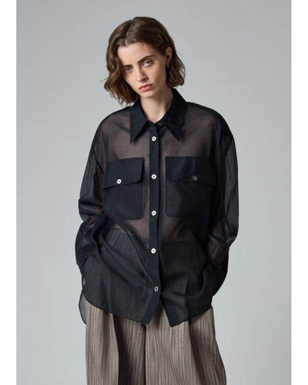 Paul Smith Black Cotton-Silk Organza Shirt