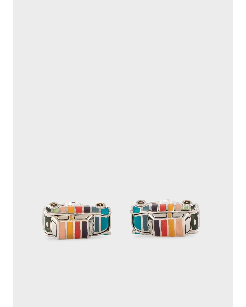 Paul Smith White 'Artist Stripe' Mini Cufflinks for men