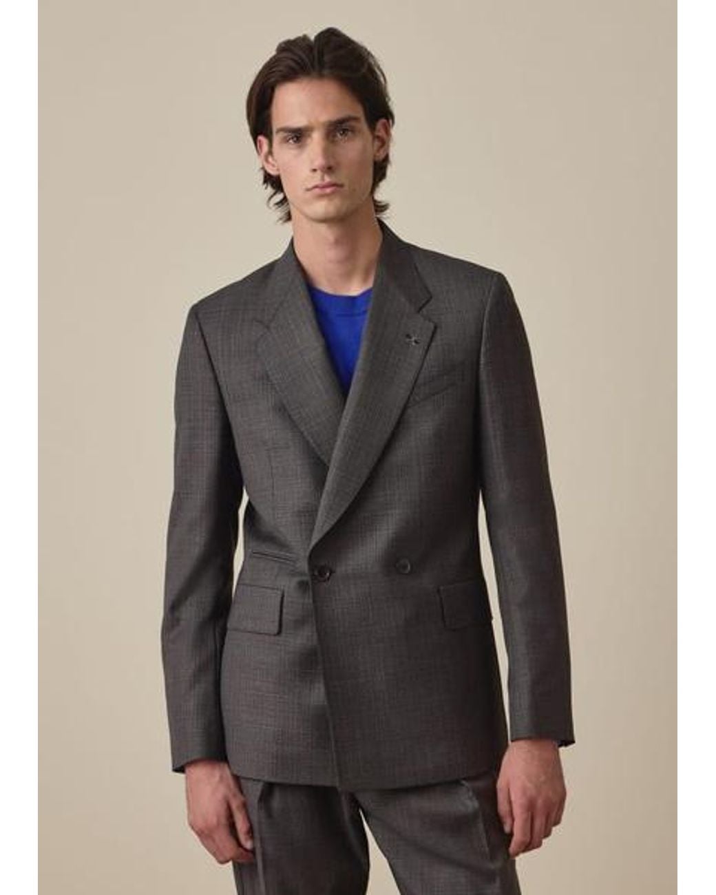 Paul Smith Black Sharkskin Check Double-Breasted Blazer for men