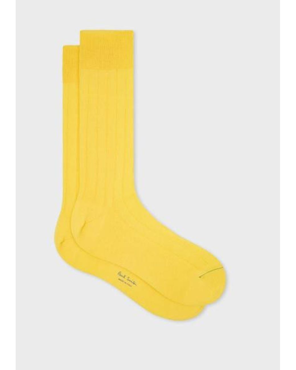Paul Smith Yellow Ribbed Cotton-Blend Socks for men
