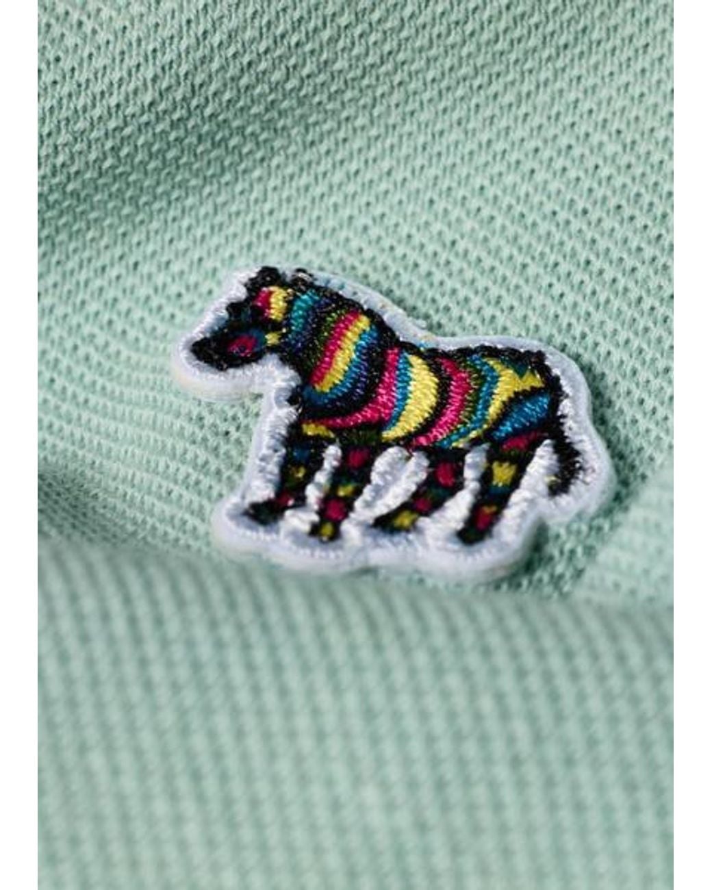 Paul Smith Green Mint Organic Cotton Zebra Polo Shirt for men
