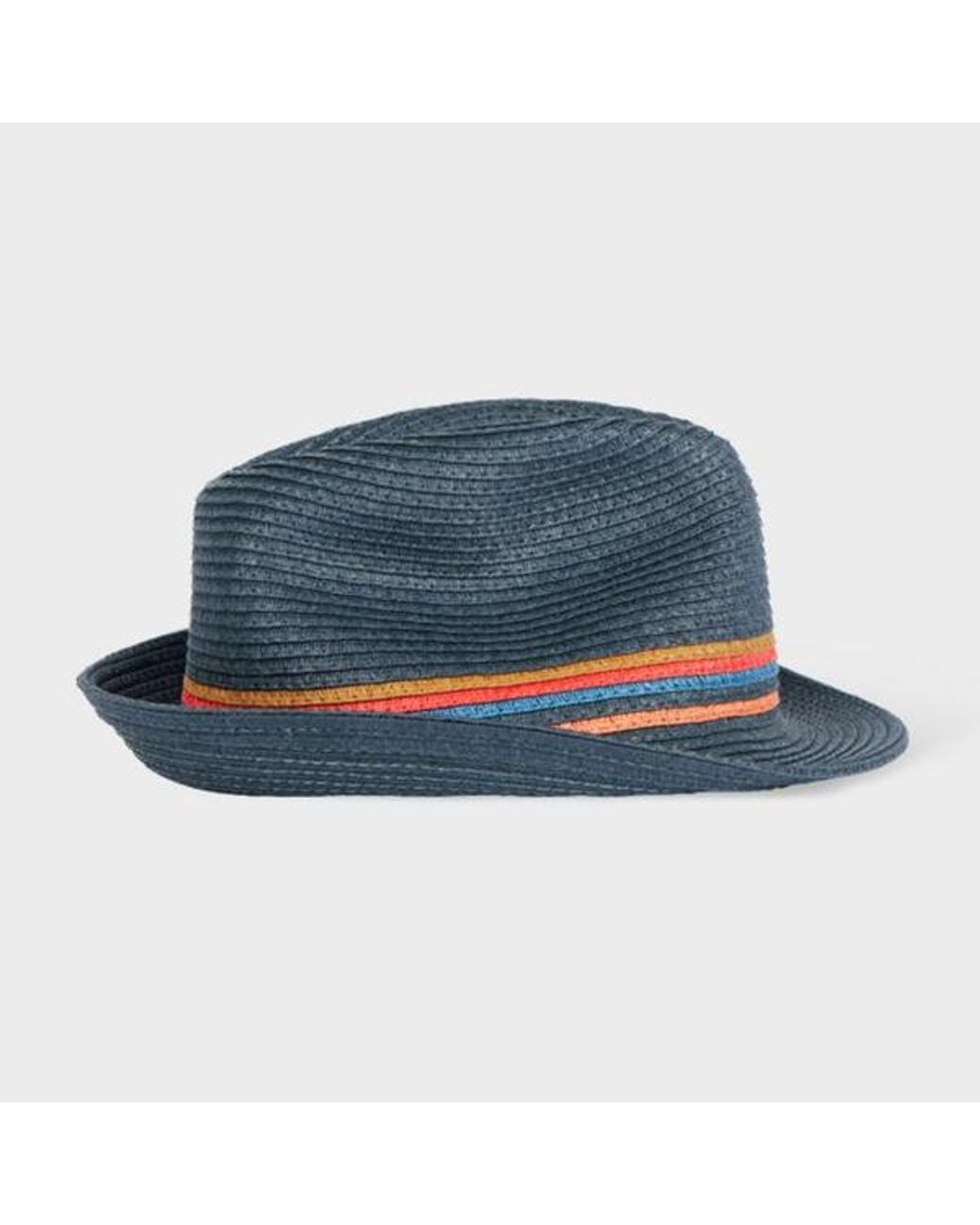 Paul Smith Blue 'Artist Stripe' Trim 'Trilby' Hat for men