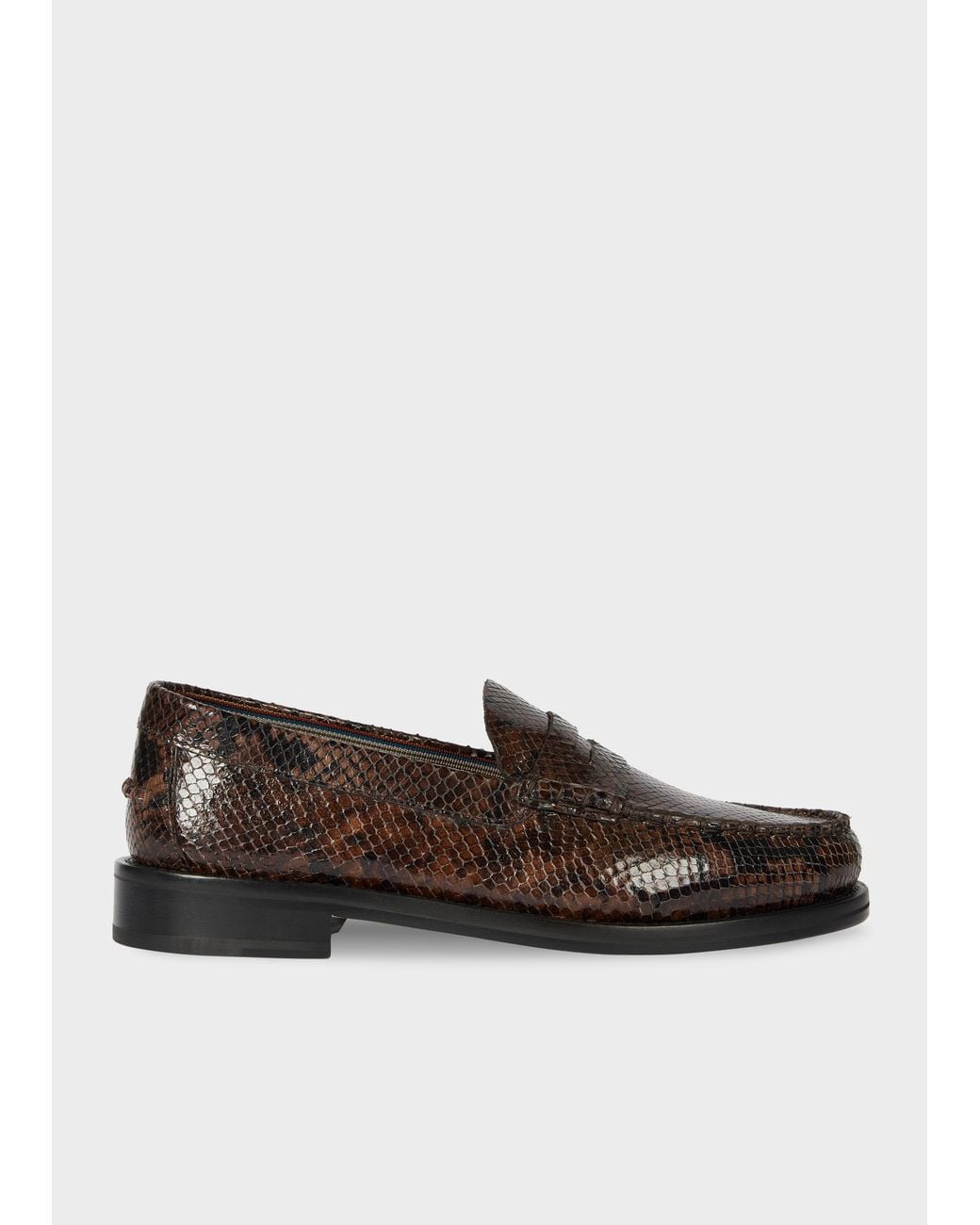 Paul Smith Brown Dark 'Rialto' Snake Effect Loafers for men