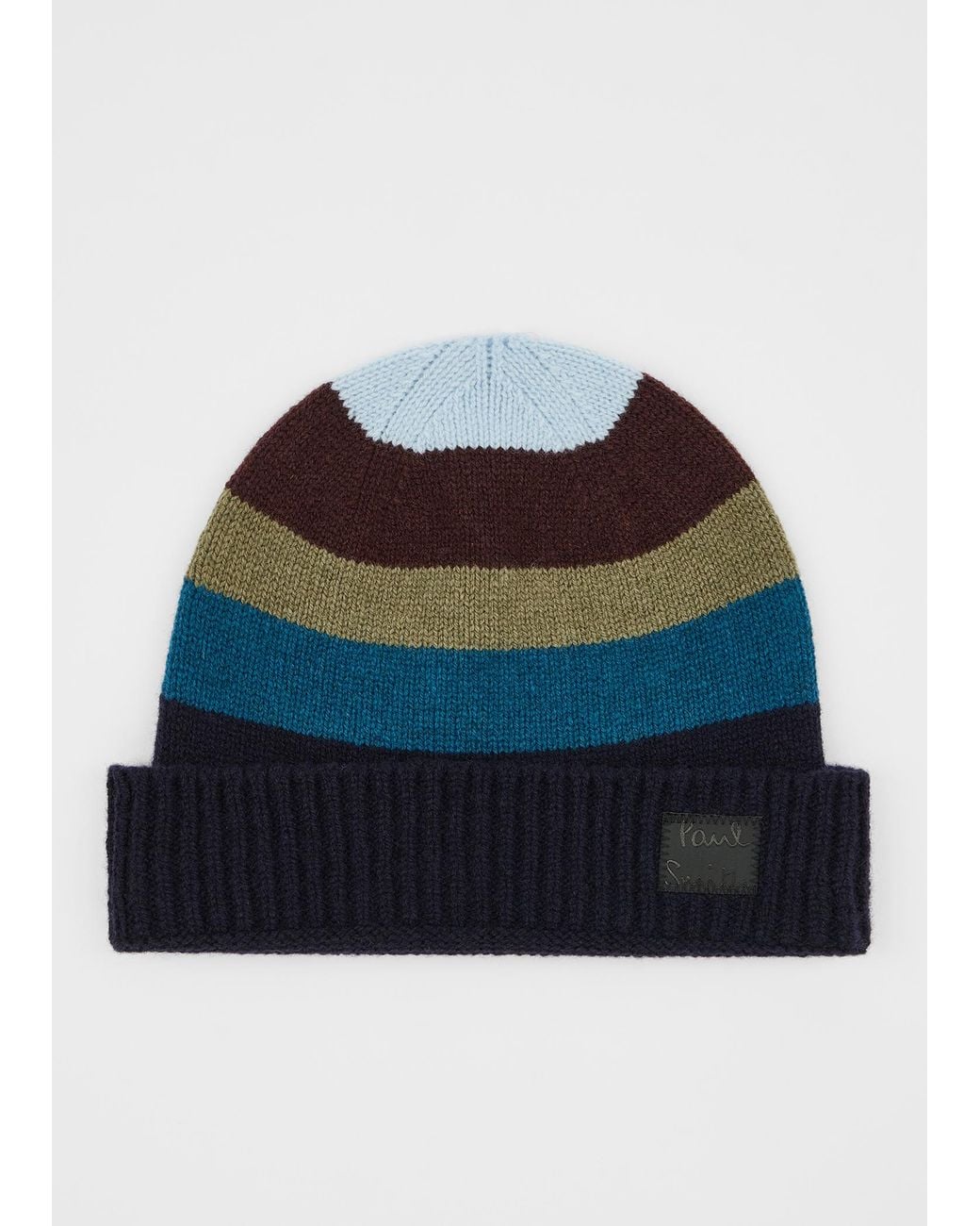 Paul Smith Blue Stripe Wool Beanie for men