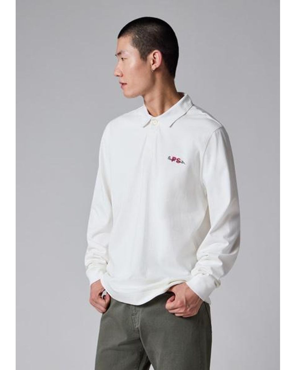 Paul Smith Gray Ps Logo Rugby Top for men
