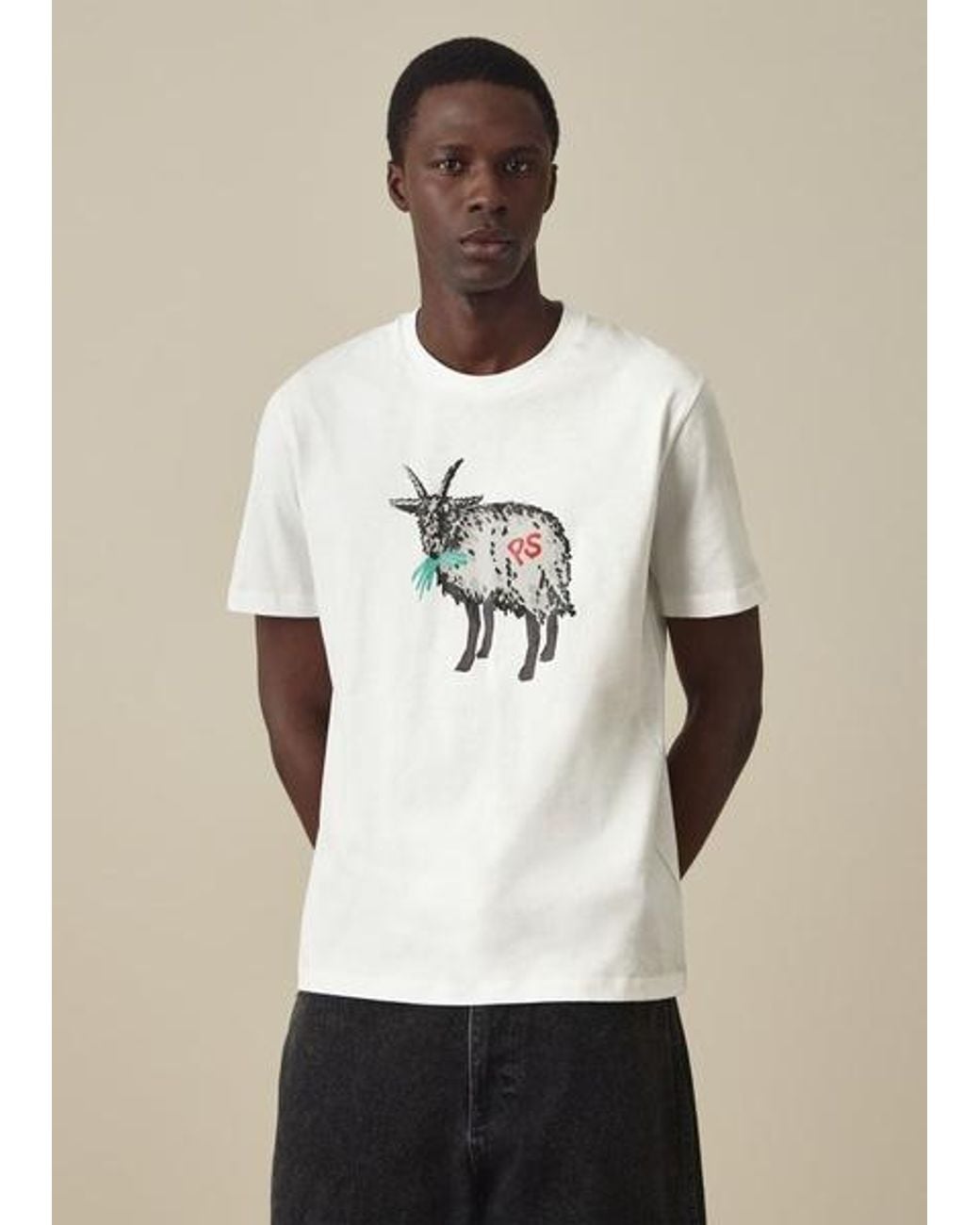Paul Smith Natural 'Year Of The Goat' Print T-Shirt for men