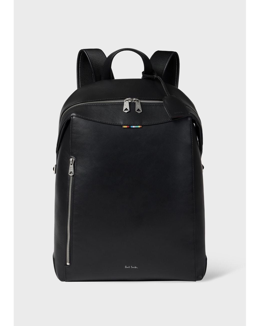 Paul Smith Black Leather 'Signature Stripe' Backpack for men