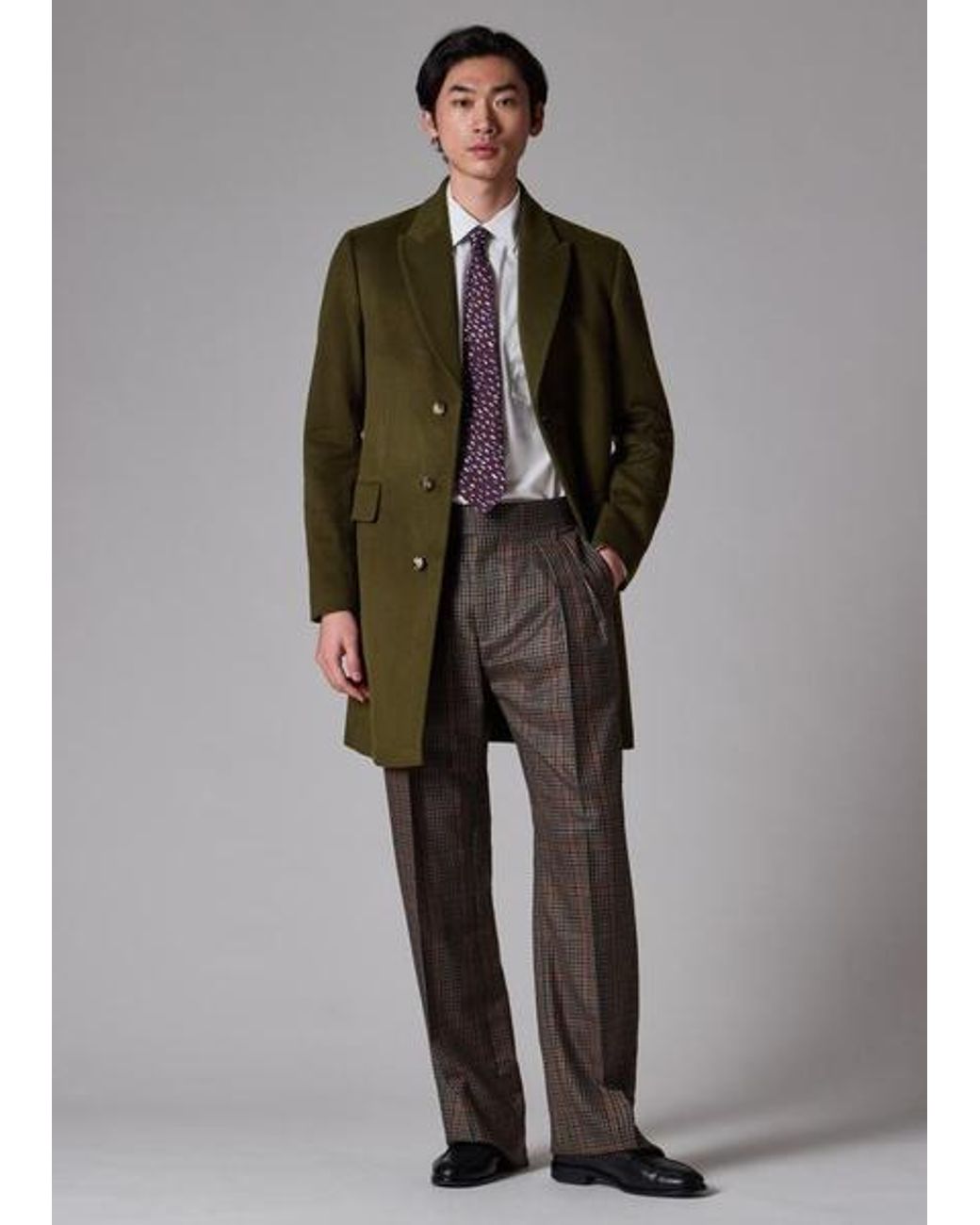 Paul Smith Gray Khaki Wool-Cashmere Epsom Coat for men