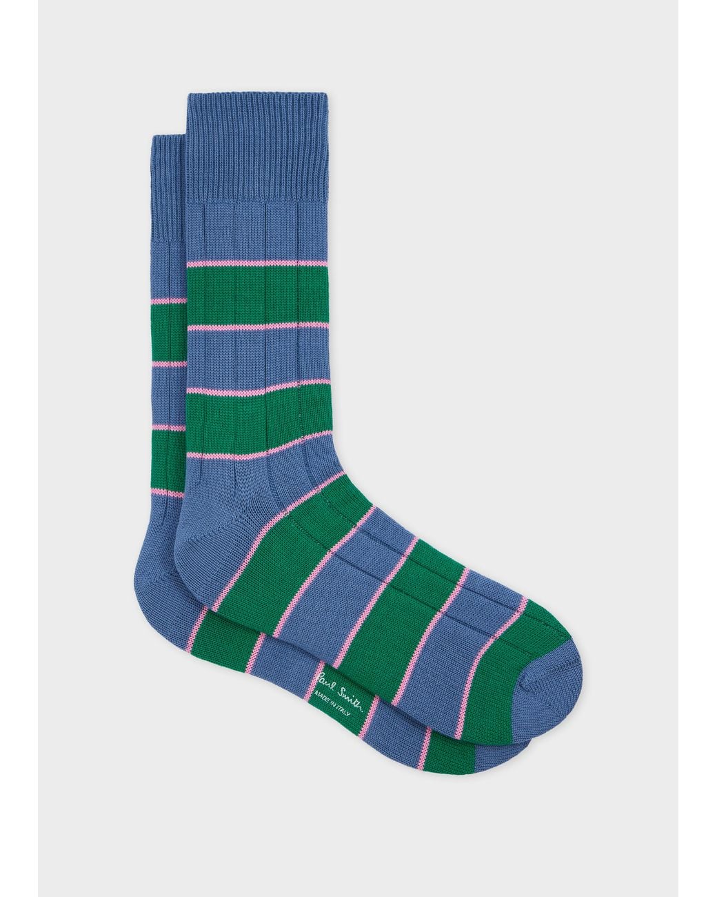 Paul Smith Blue And Cotton-Blend Rib Socks for men