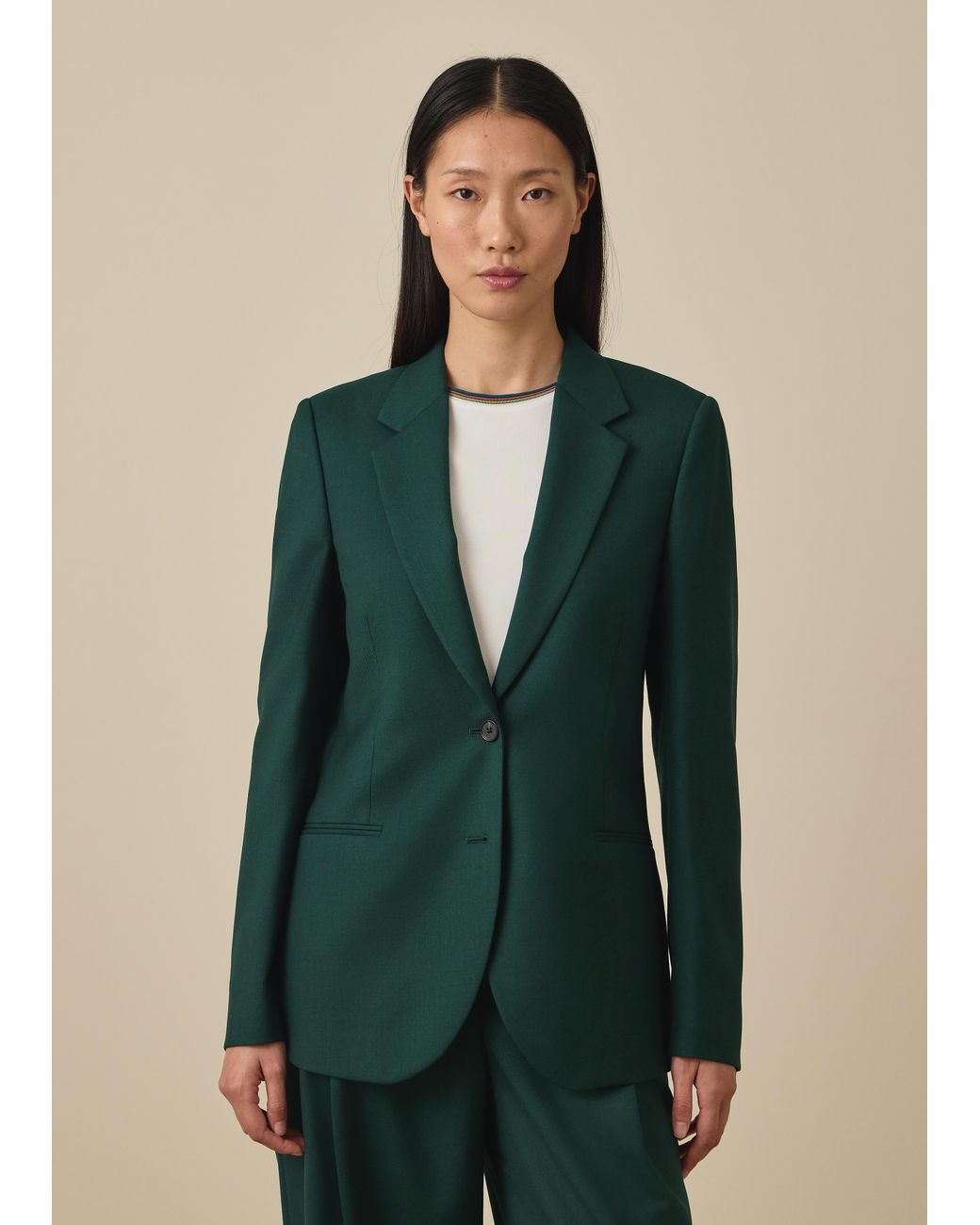 Paul Smith Green Dark Wool Two-Button Blazer