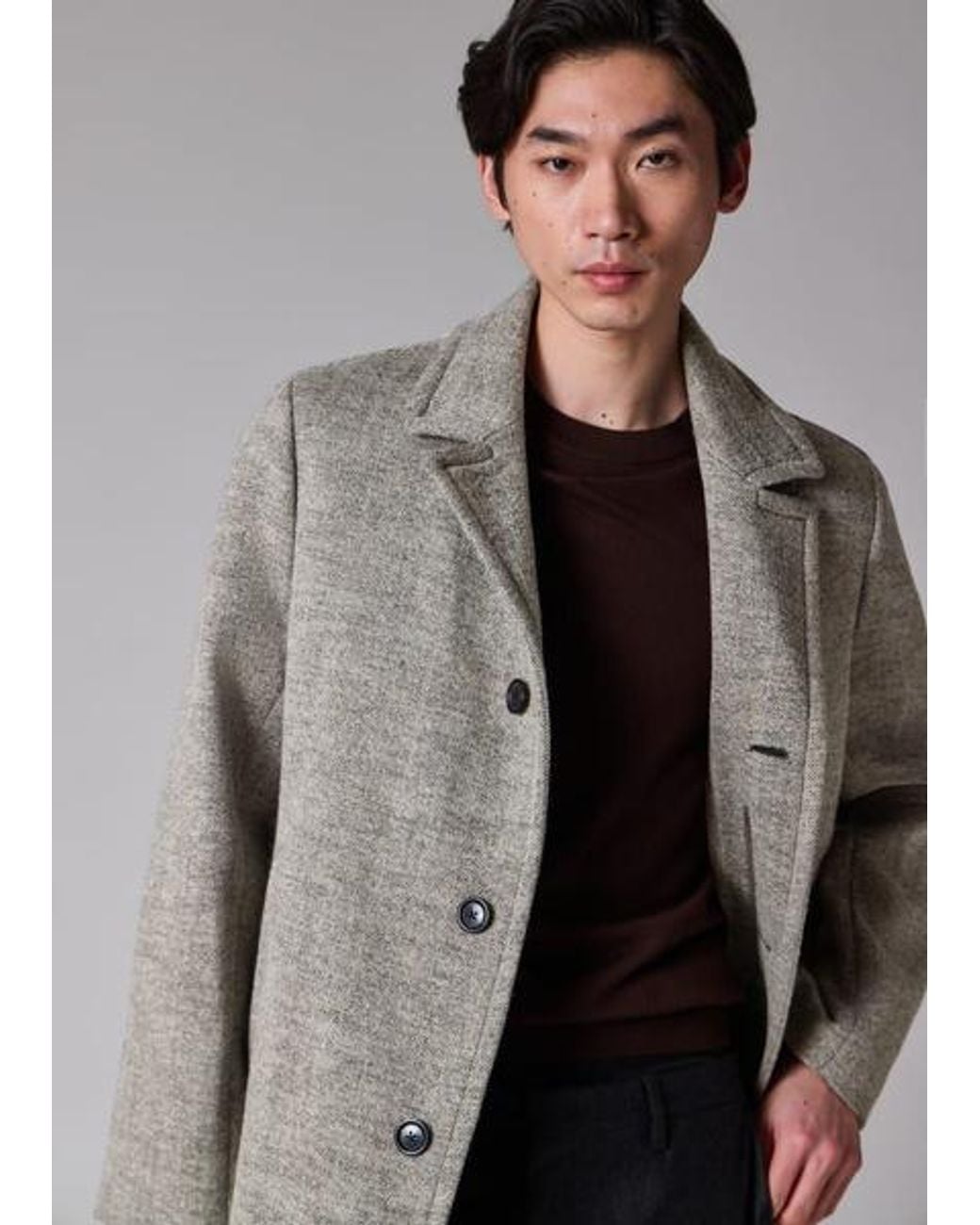 Paul Smith Gray Tumbled Herringbone Wool-Blend Overcoat for men
