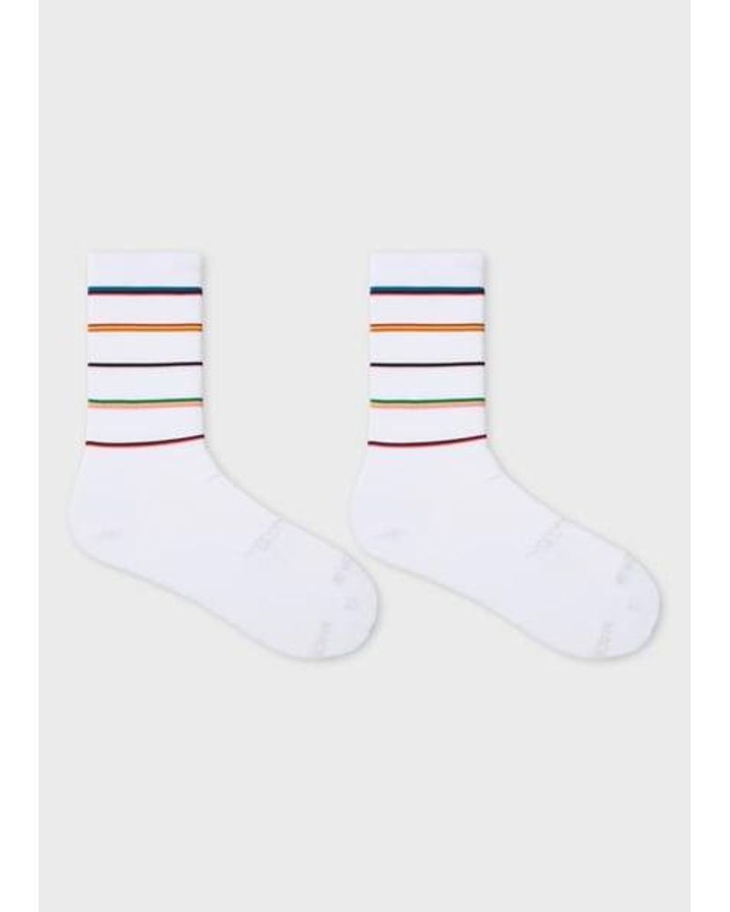 Paul Smith White 'Signature Stripe' Cycling Socks for men