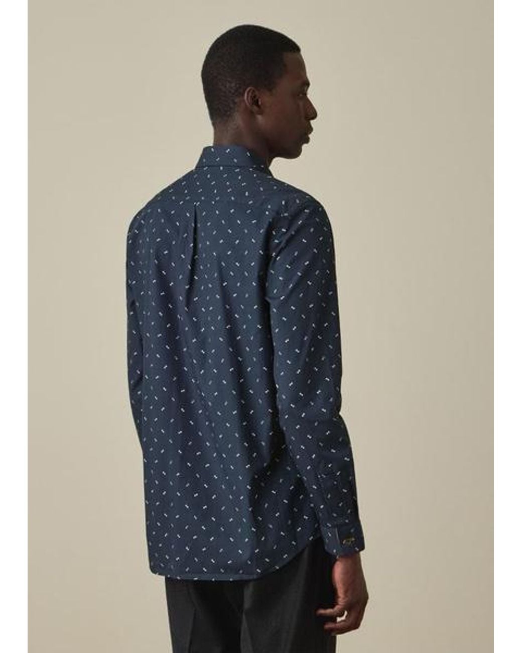 Paul Smith Blue Slim-Fit Ditsy Key Print Shirt for men