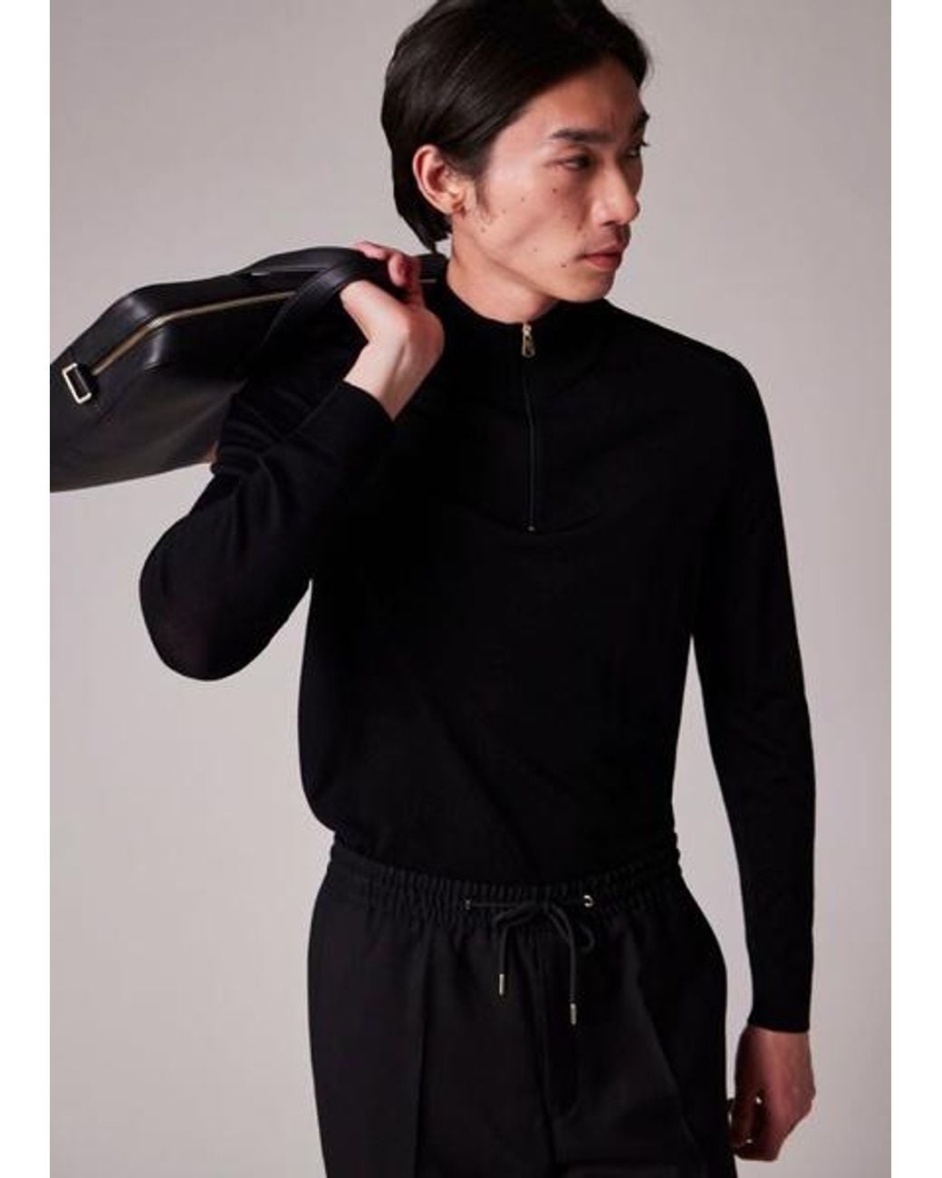 Paul Smith Black Wool Quarter Zip Sweater for men