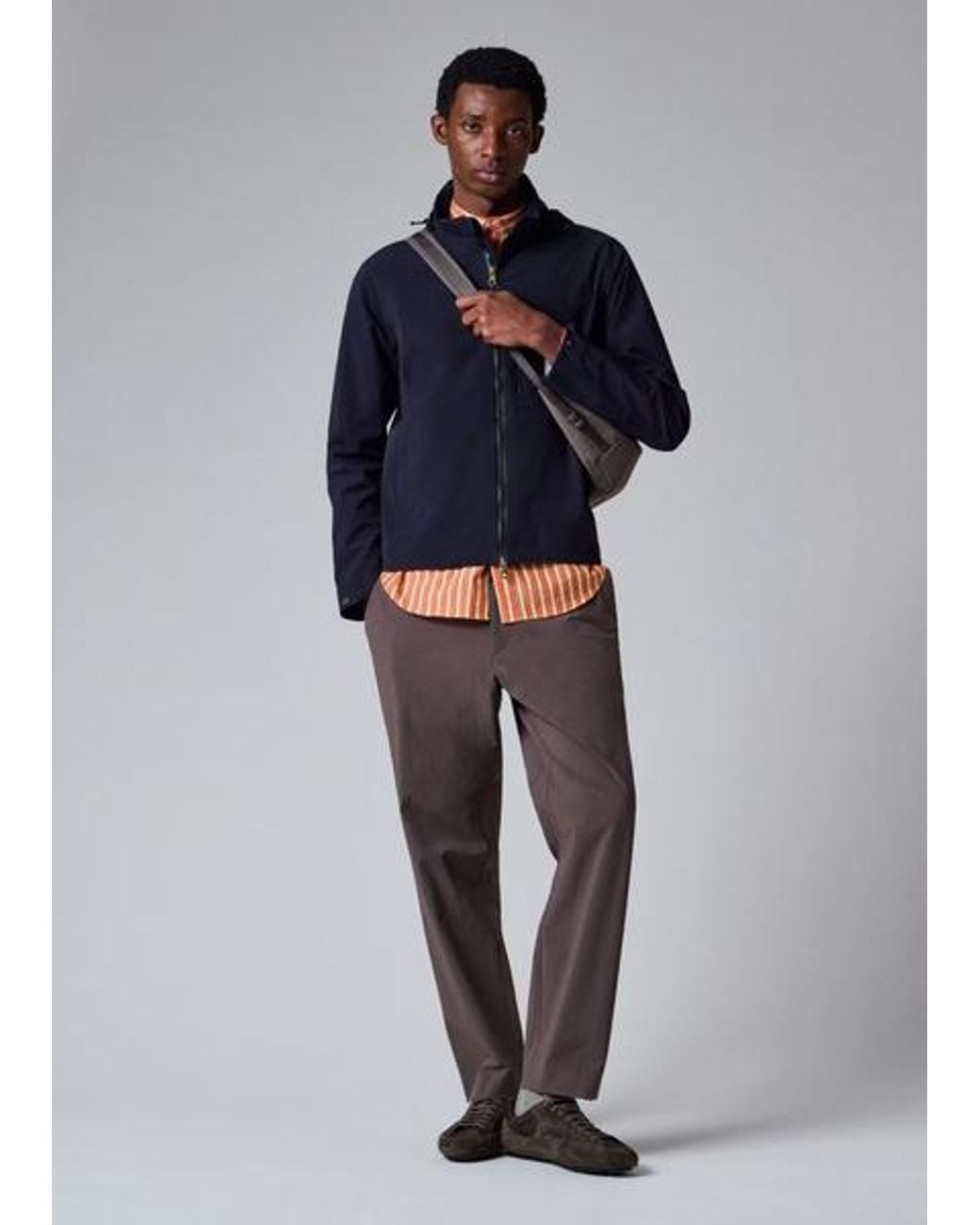 Paul Smith Blue Stripe Grandad-Collar Shirt for men