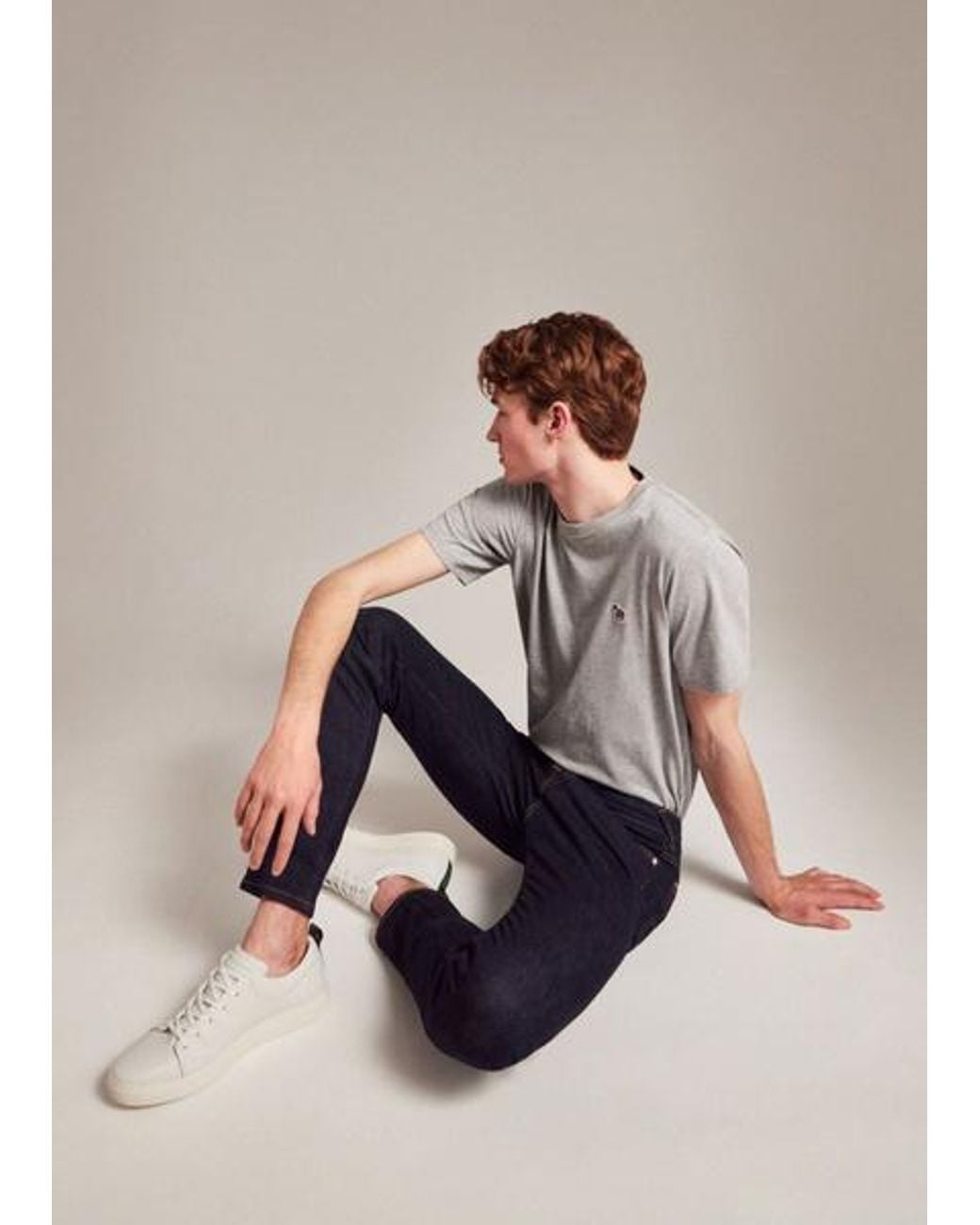 Paul Smith Gray Marl Cotton Zebra Logo T-Shirt for men