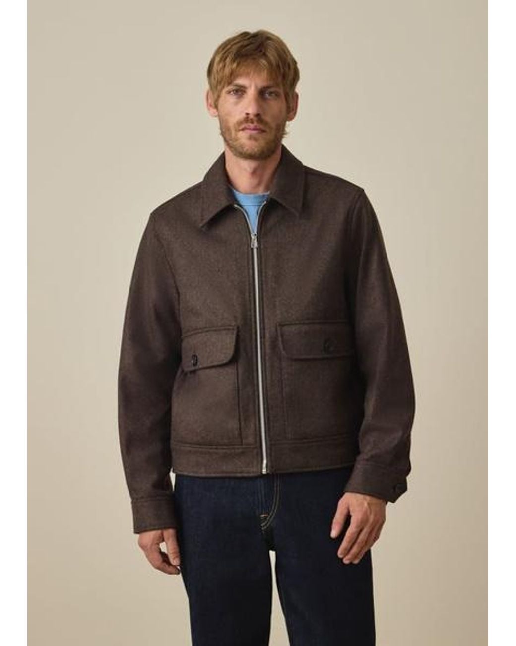 Paul Smith Brown Wool-Blend Cropped Patch-Pocket Jacket for men