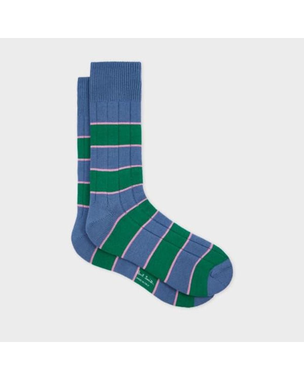Paul Smith Blue And Cotton-Blend Rib Socks for men