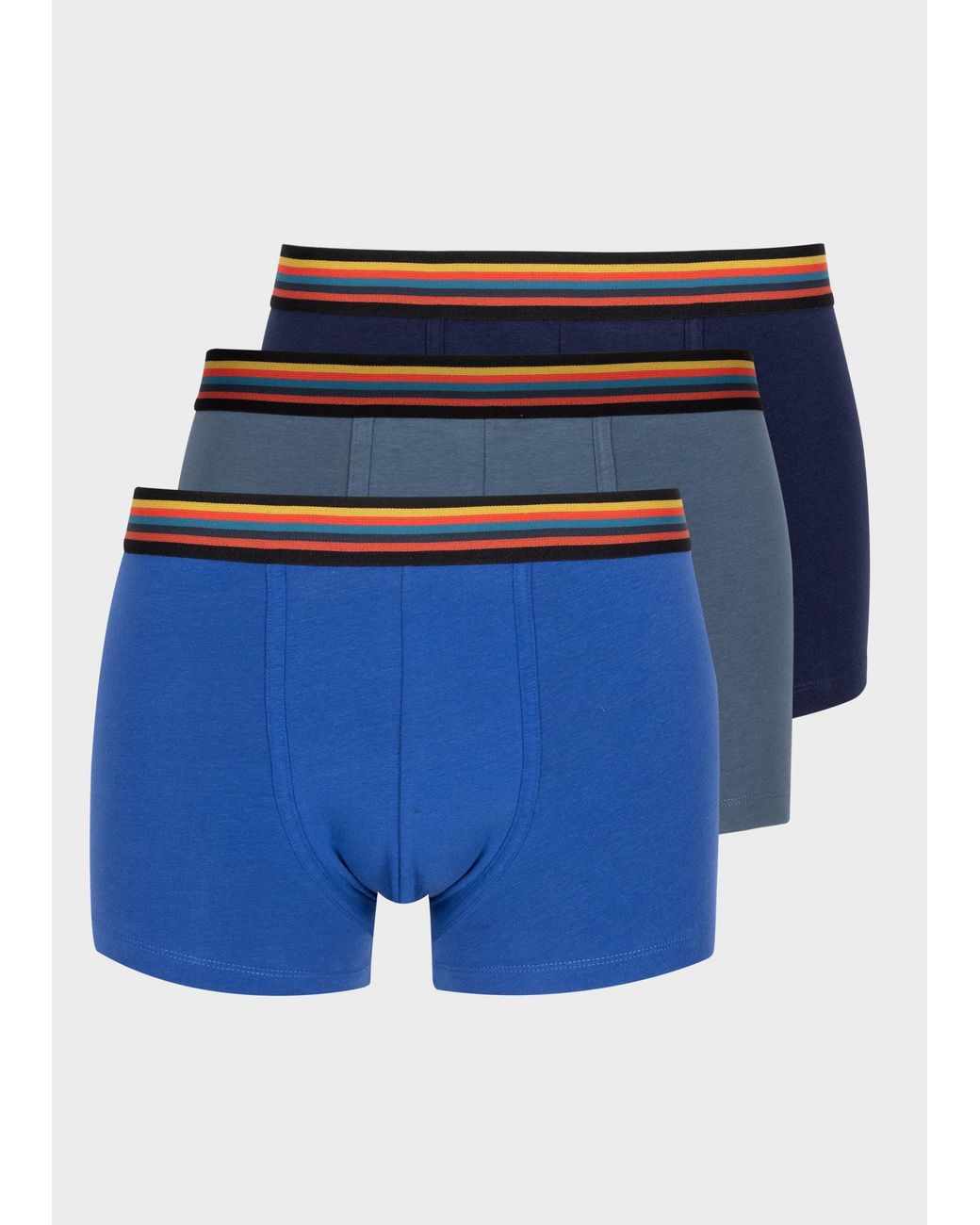 Paul Smith Blue Mixed Low-Rise 'Artist Stripe' Boxer Briefs Three Pack for men