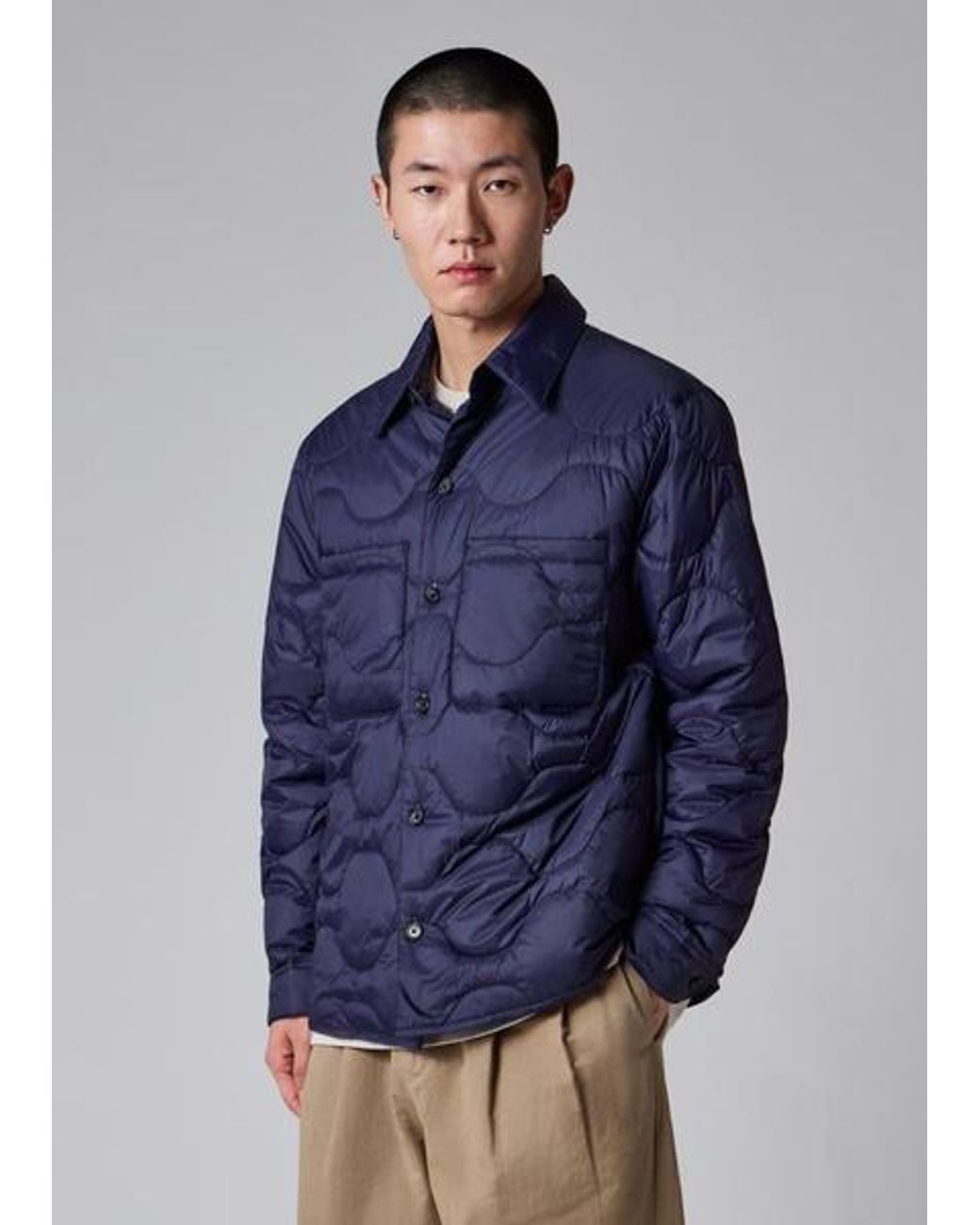 Paul Smith Blue Packable Quilted Nylon Shirt Jacket for men