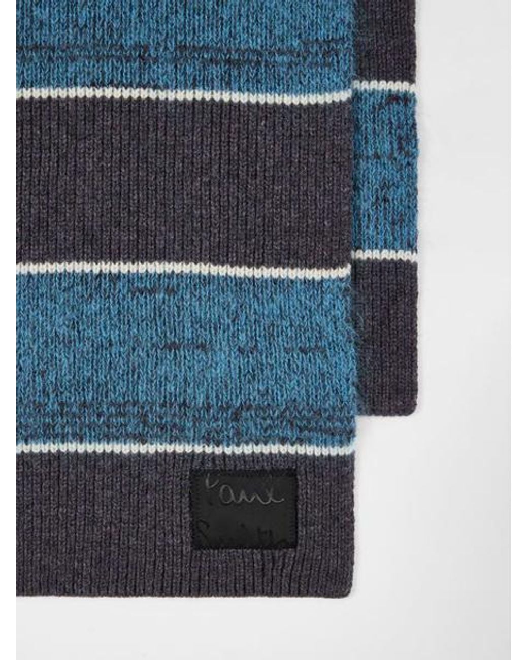 Paul Smith Blue Mohair Block Stripe Scarf