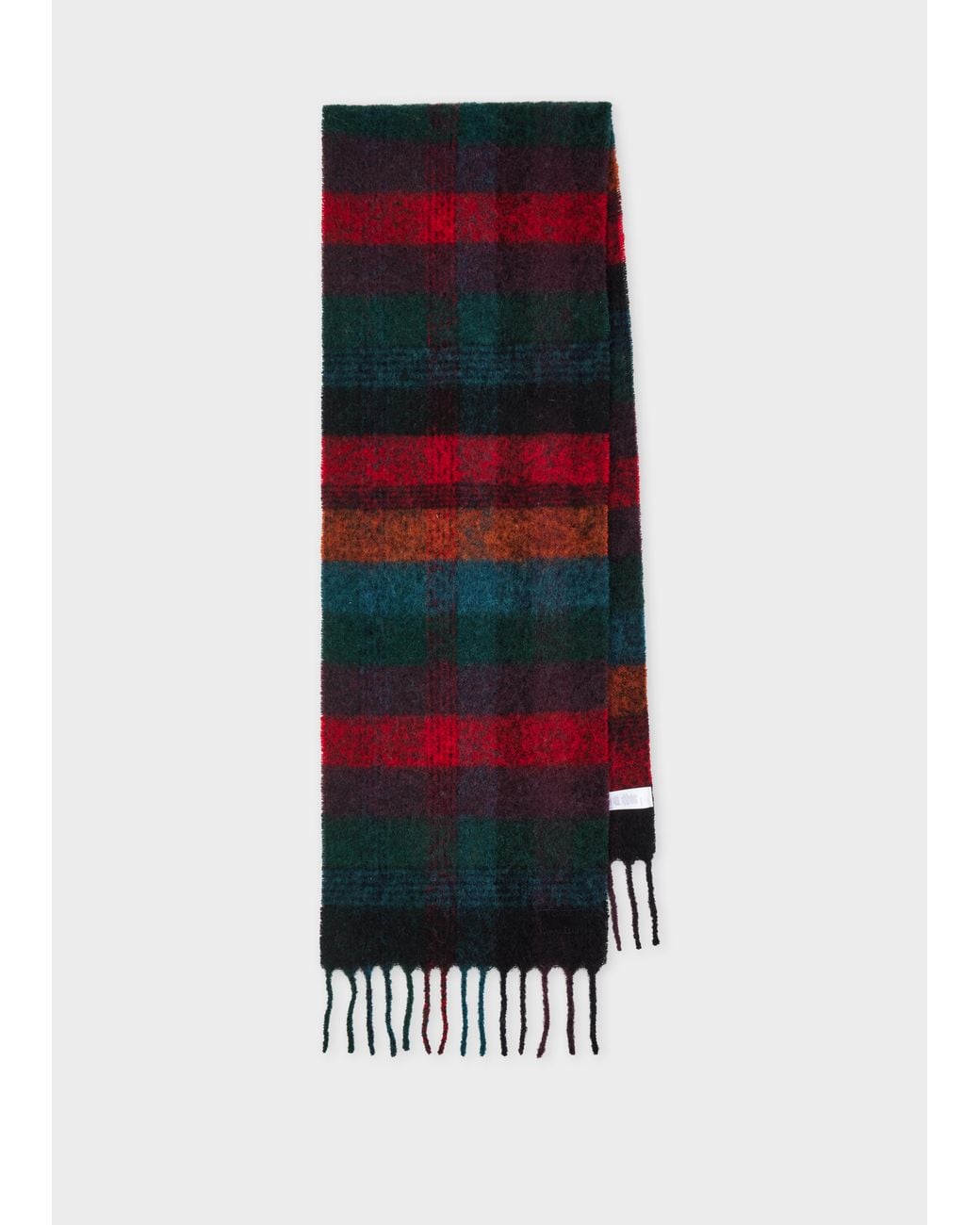 Paul Smith Red Merino Wool Check Scarf for men
