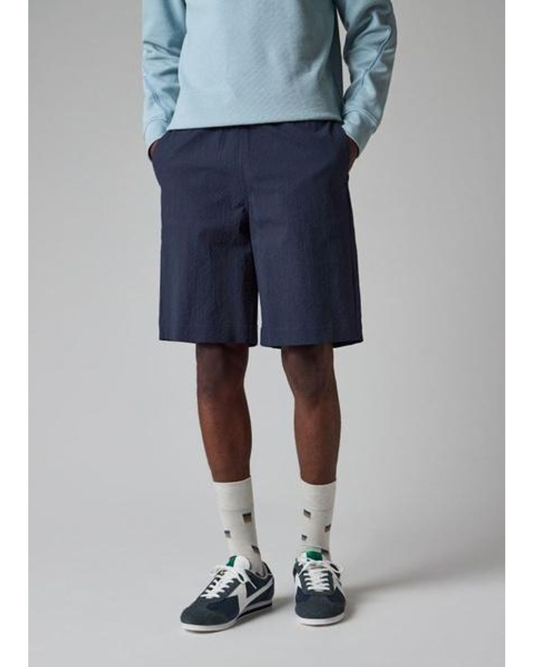 Paul Smith Blue Stretch-Cotton Seersucker Shorts for men