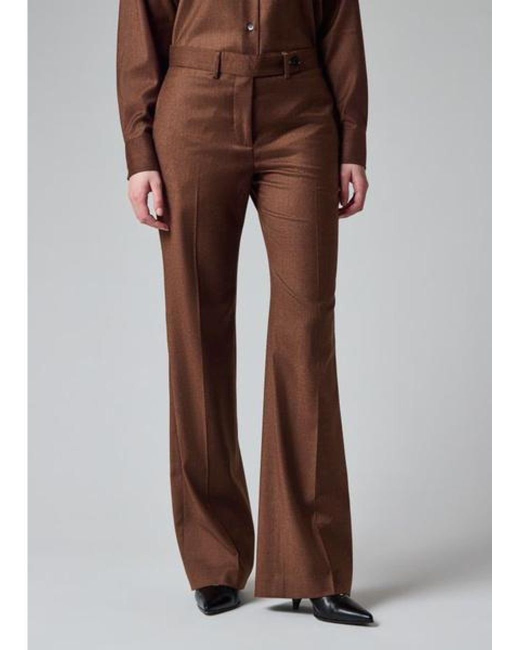 Paul Smith Brown Wool-Cashmere Flannel Bootcut Trousers