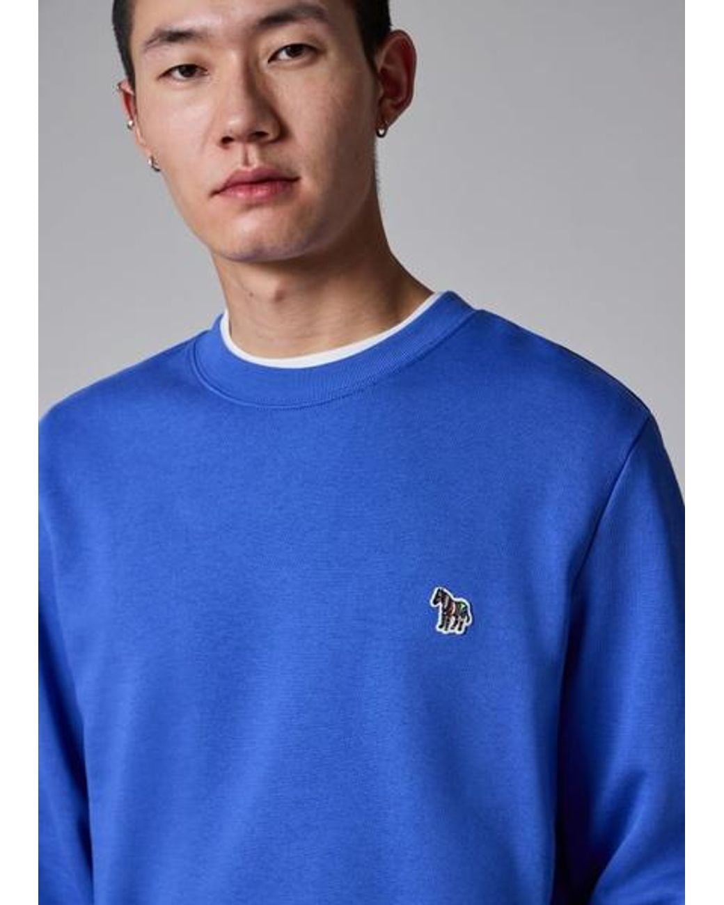 Paul Smith Blue Mid Organic Cotton Zebra Logo Sweatshirt for men