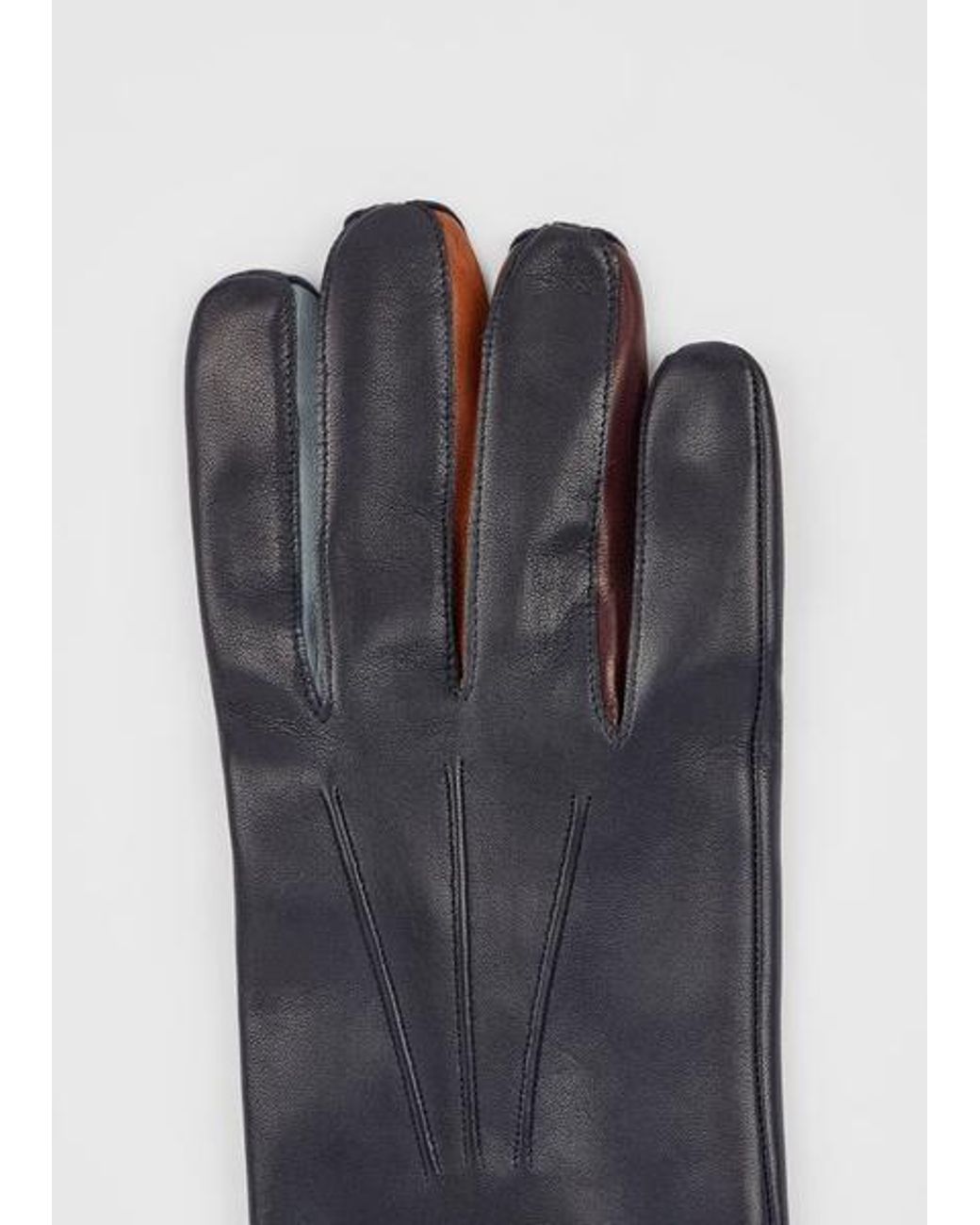 Paul Smith Black Leather 'Concertina' Gloves for men