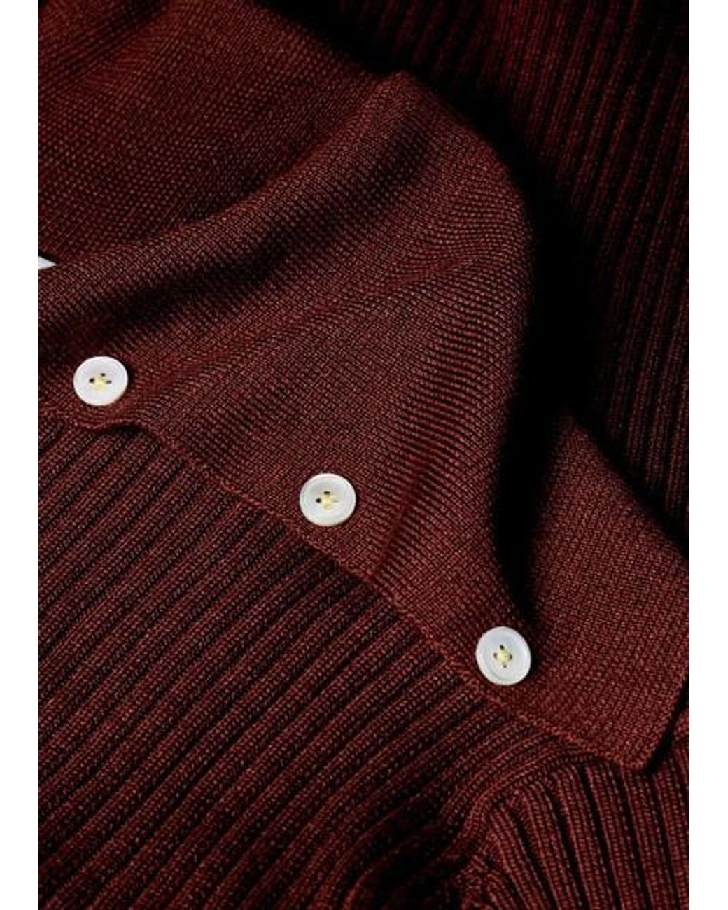 Paul Smith Red Ribbed Knit Sailor-Collar Button Sweater