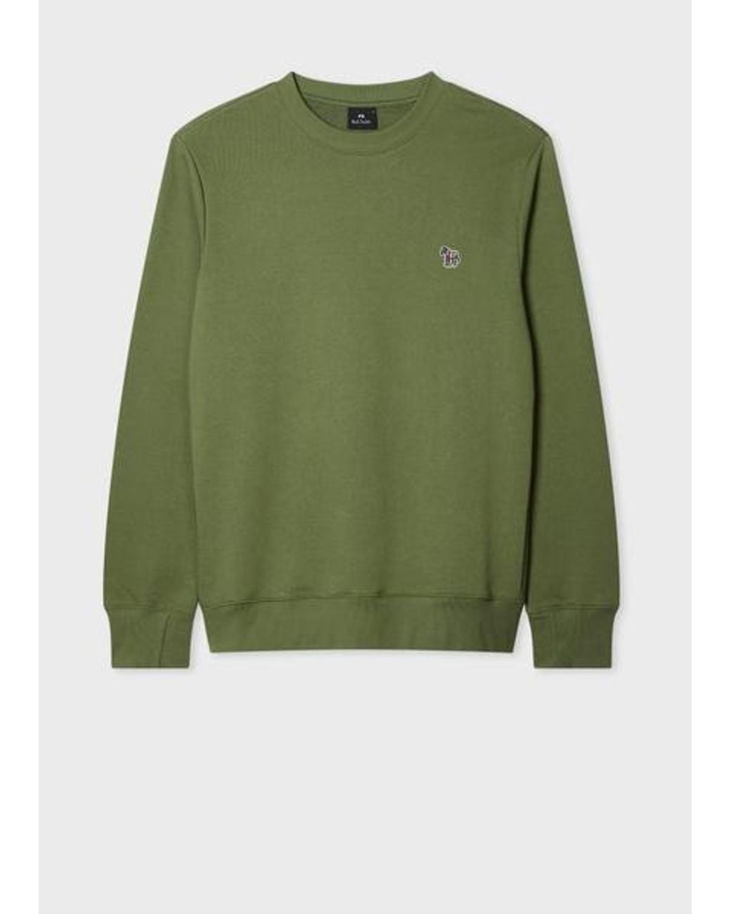 Paul Smith Green Khaki Organic Cotton Zebra Logo Sweatshirt for men