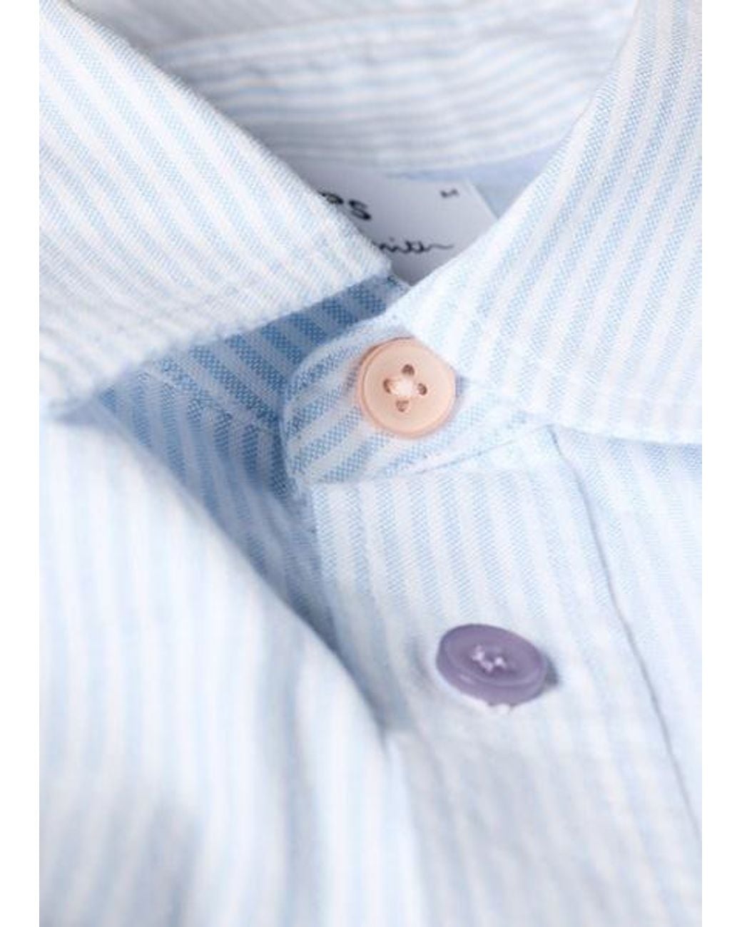 Paul Smith Blue Tailored-Fit Stripe Oxford Shirt for men