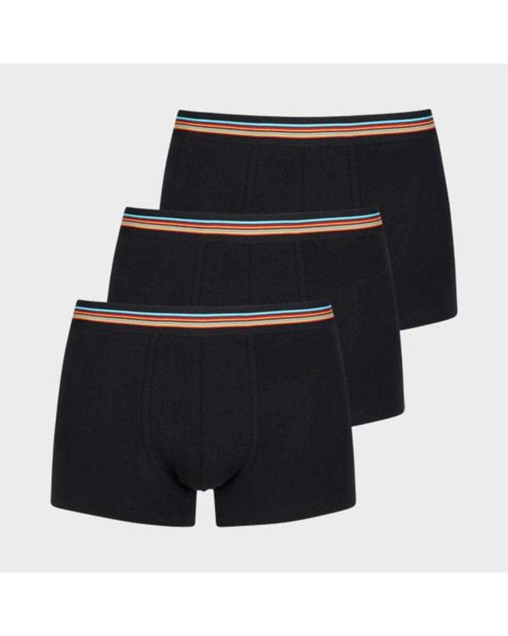 Paul Smith Black 'Signature Stripe' Waistband Boxer Briefs Three Pack for men