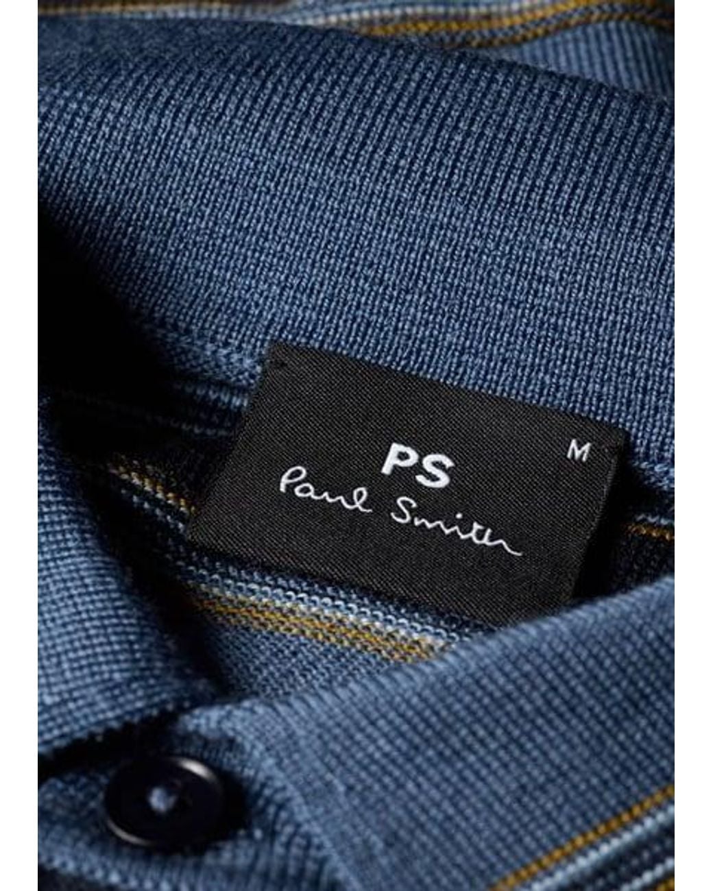 Paul Smith Blue And Stripe Merino Polo Shirt for men