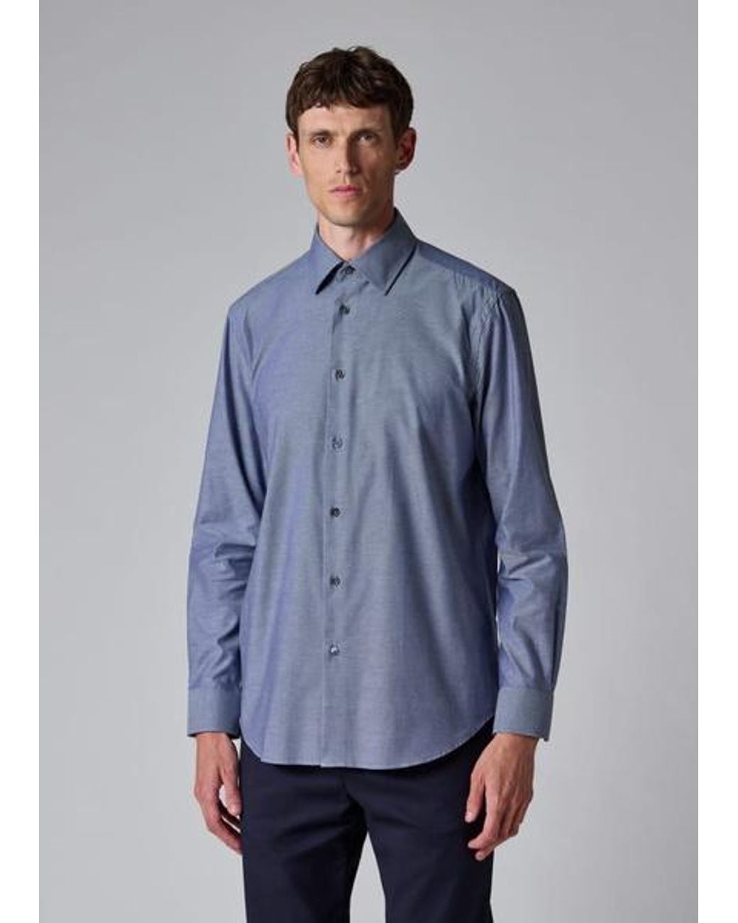 Paul Smith Blue Regular-Fit Cotton-Twill Shirt for men