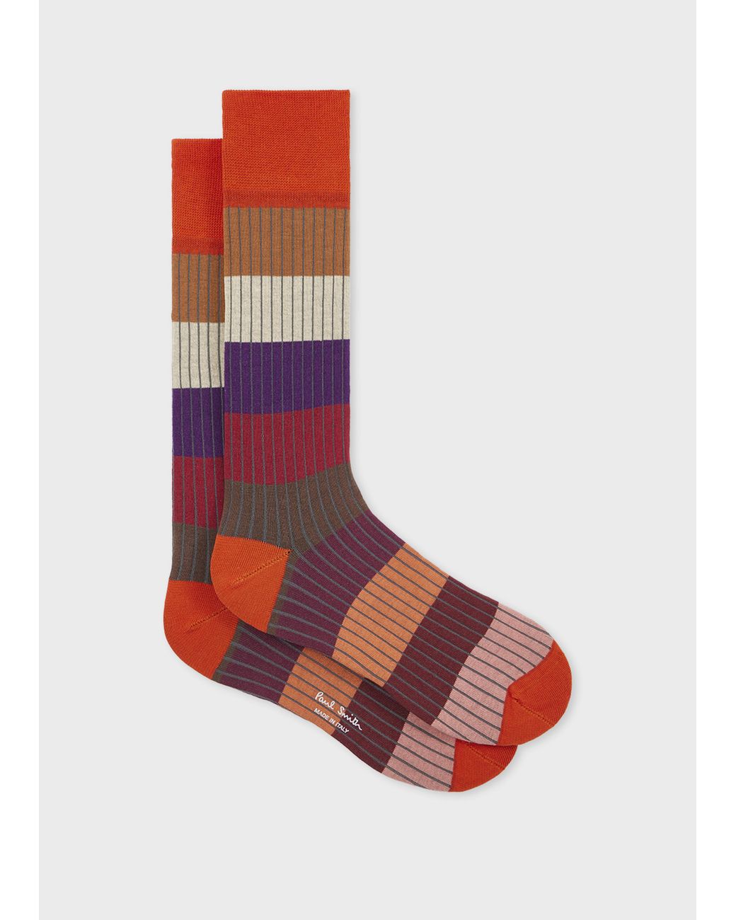 Paul Smith Red Ribbed Colour Block Socks for men