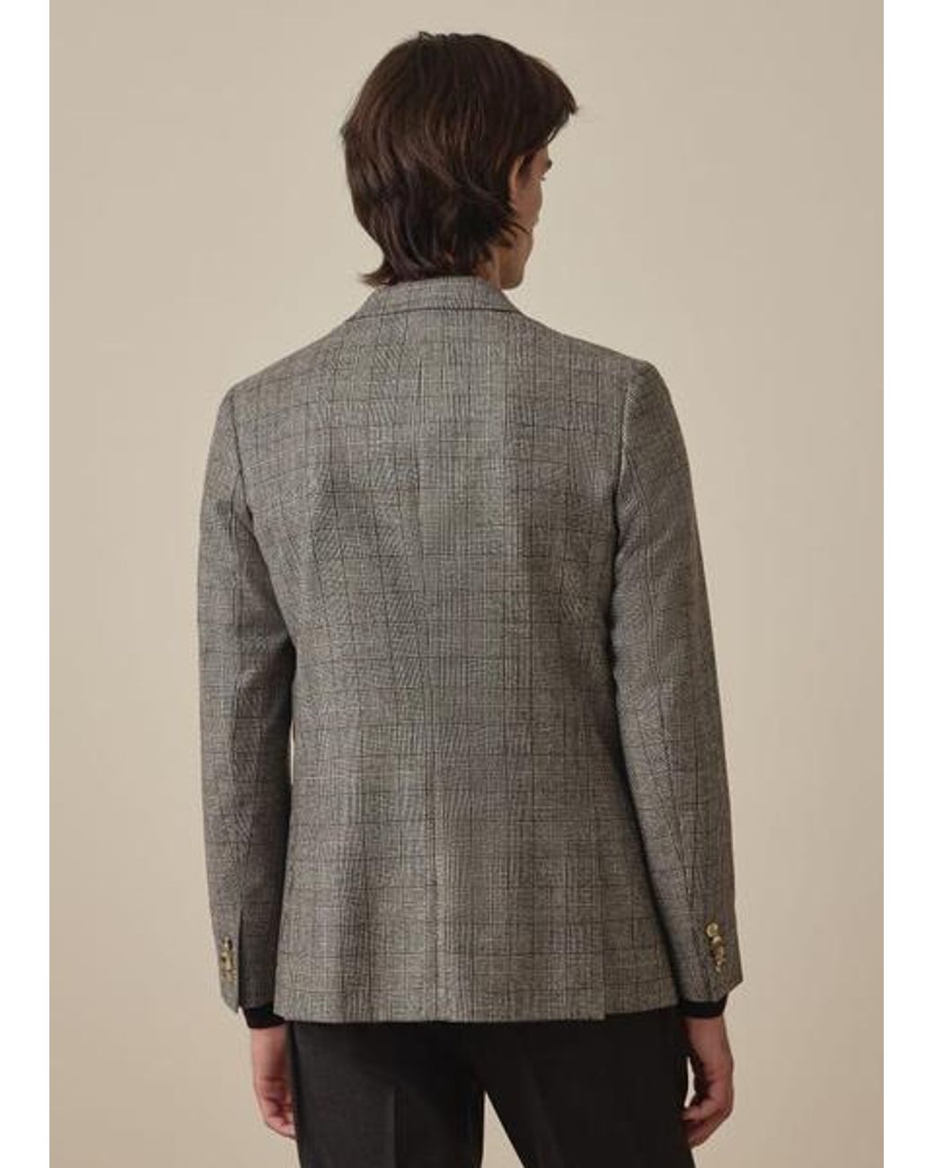 Paul Smith Gray Wool Houndstooth Check Buggy-Lined Blazer for men