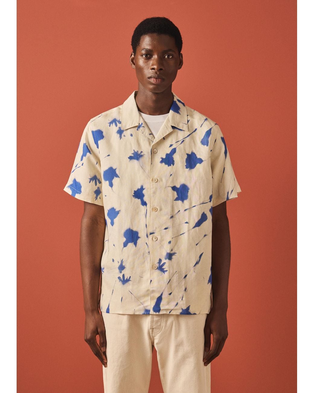 Paul Smith White Ecru 'Cynotype Floral' Linen-Blend Shirt for men