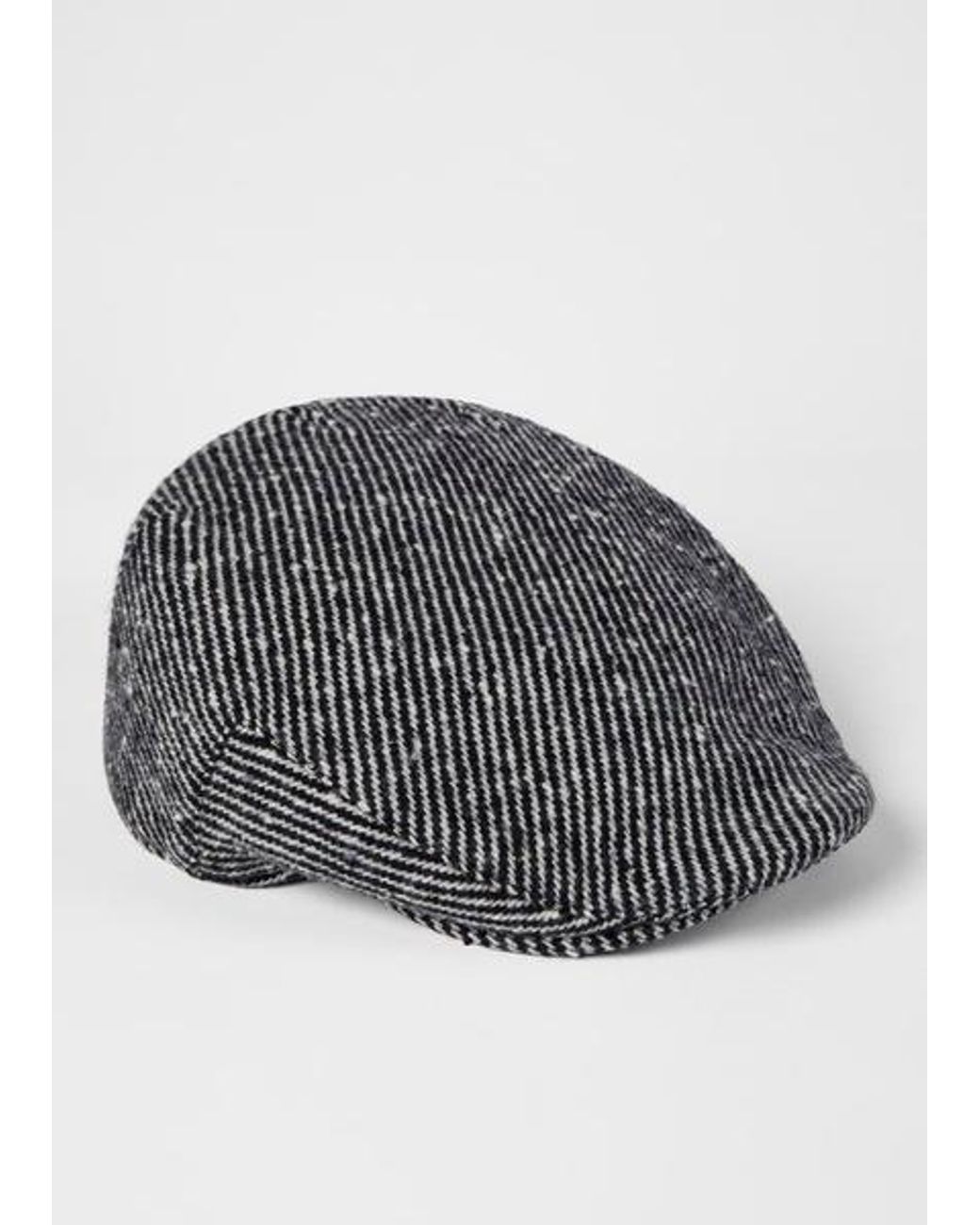 Paul Smith Gray Linen Stripe Flat Cap for men