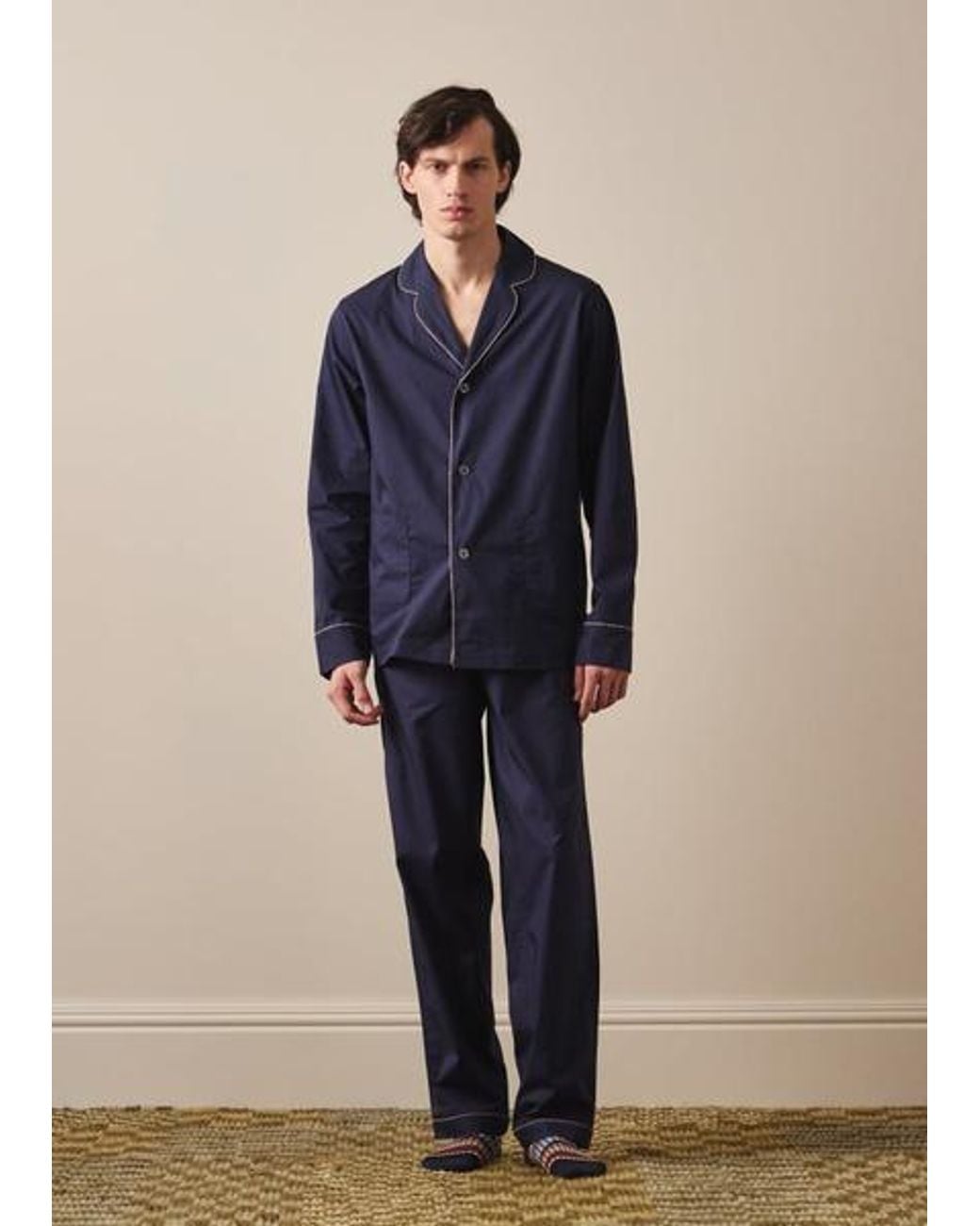 Paul Smith Blue Cotton 'Signature Stripe' Piping Pyjamas for men