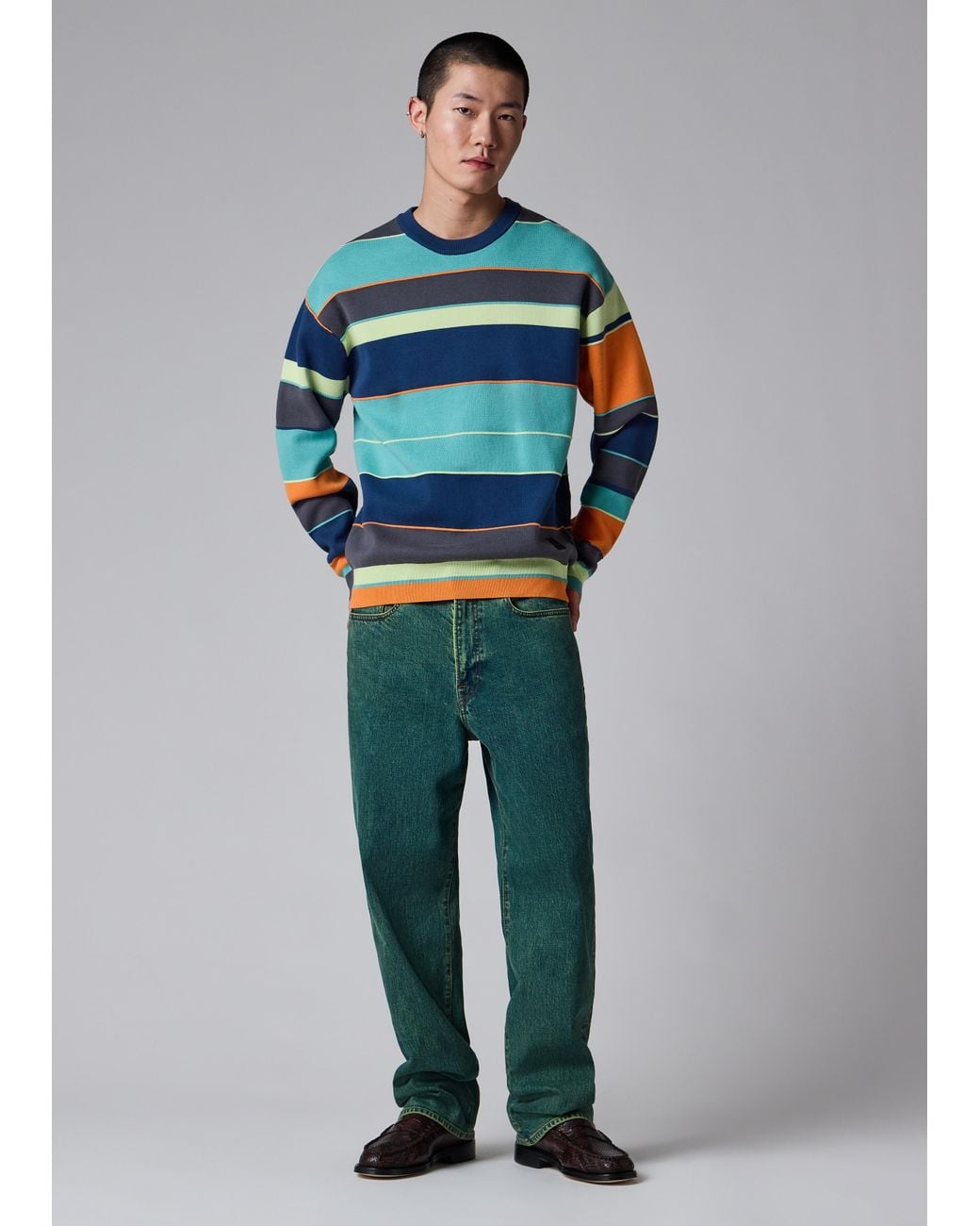 Paul Smith Green Milano Cotton Stripe Sweater for men