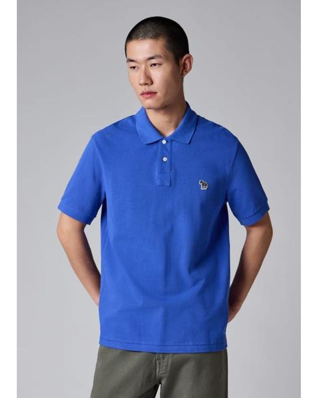 Paul Smith Blue Mid Organic Cotton Zebra Polo Shirt for men
