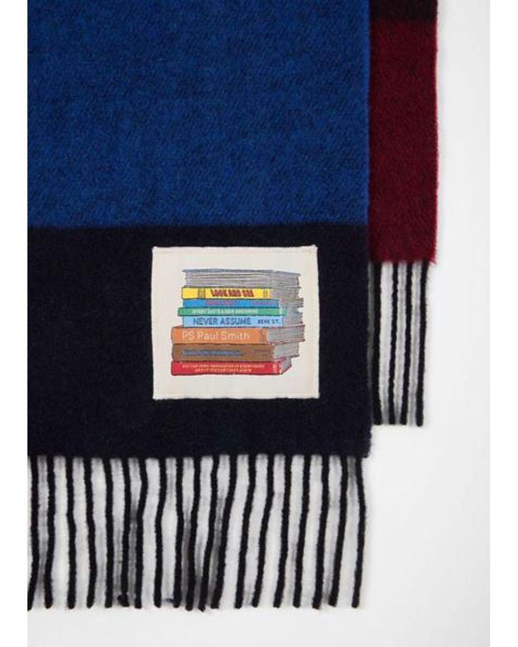 Paul Smith White Block Stripe Wool Scarf for men