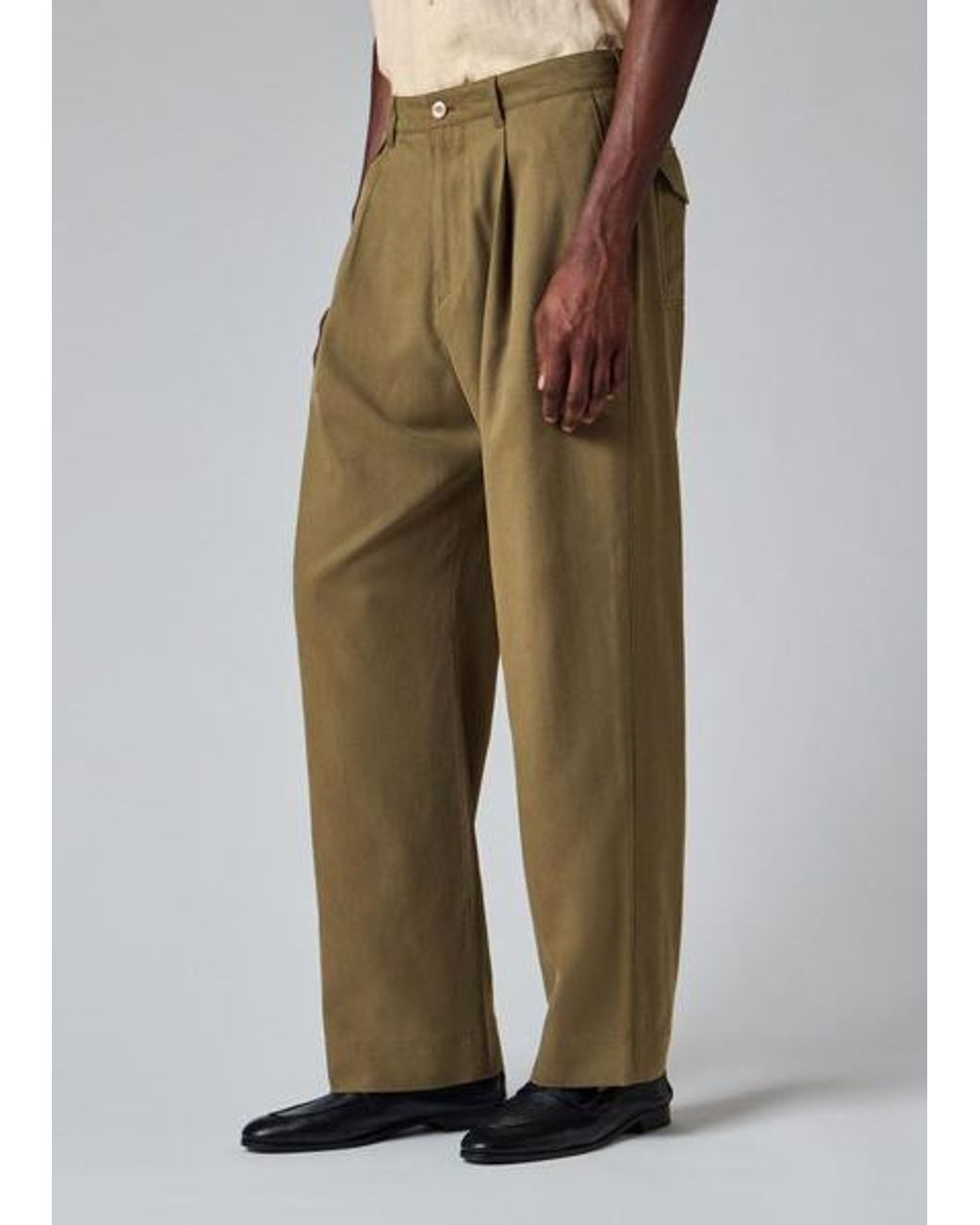 Paul Smith Green Relaxed-Fit Khaki Pleated Lyocell Trousers for men