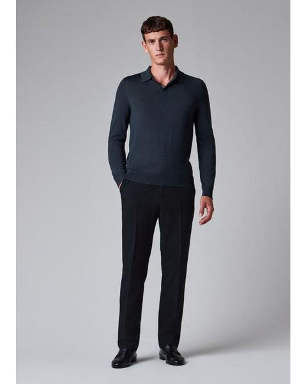 Paul Smith Blue Two-Ply Hopsack Wool Elasticated-Waist Trousers for men