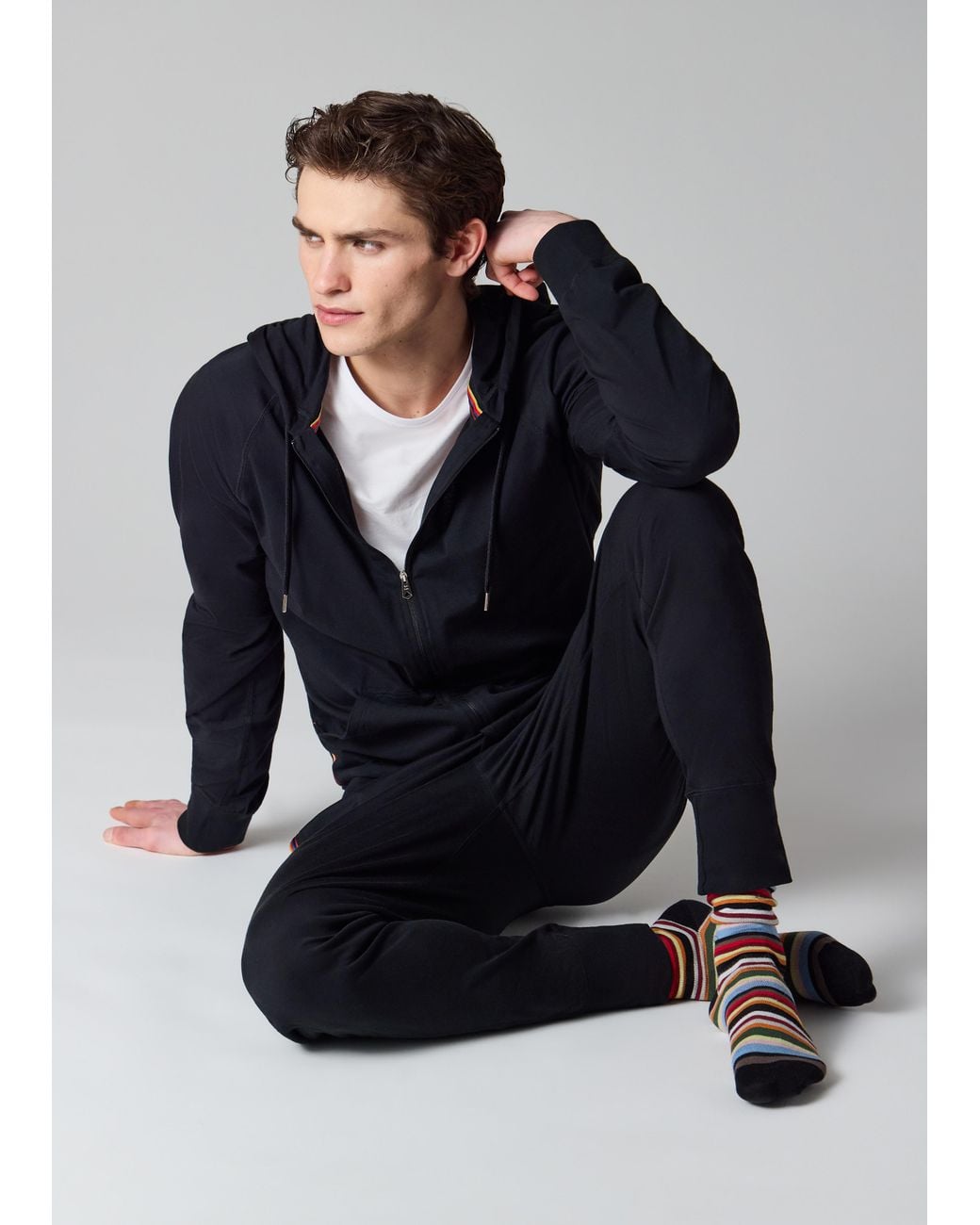 Paul Smith Black Cotton Jersey Zip Hoodie for men