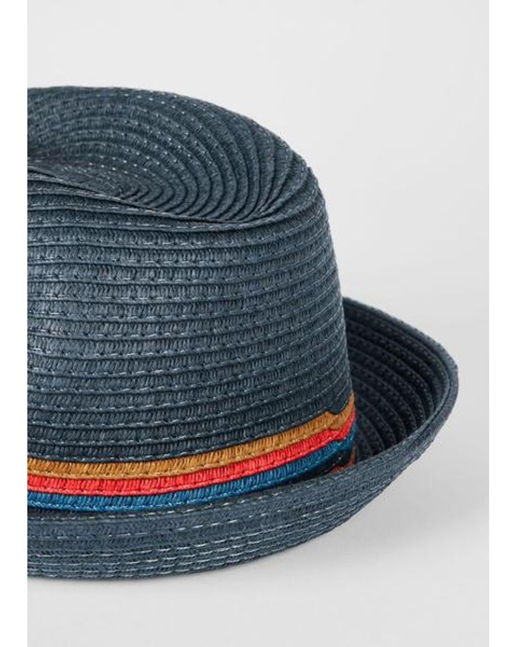 Paul Smith Blue 'Artist Stripe' Trim 'Trilby' Hat for men