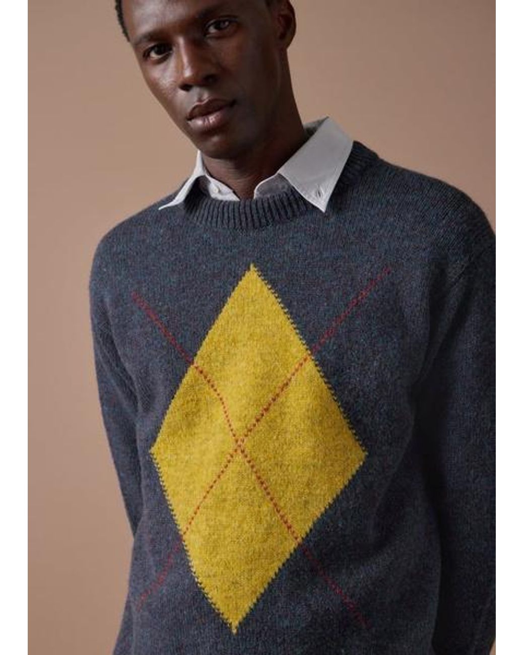 Paul Smith Blue Shetland Wool Argyle Sweater for men