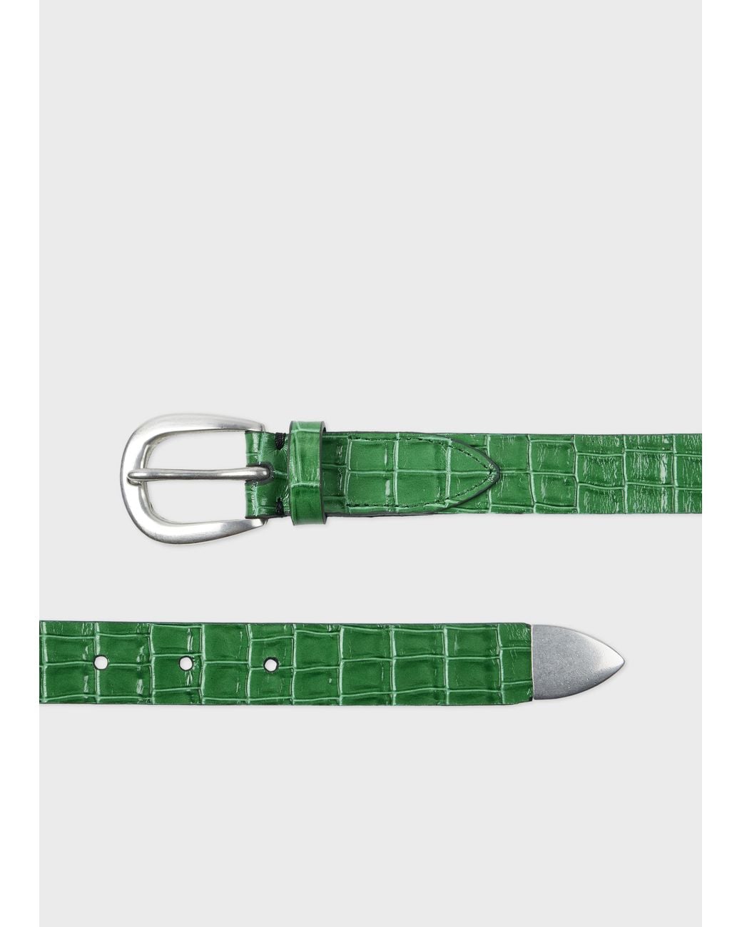 Paul Smith Green Croc-Emboss Leather Belt for men